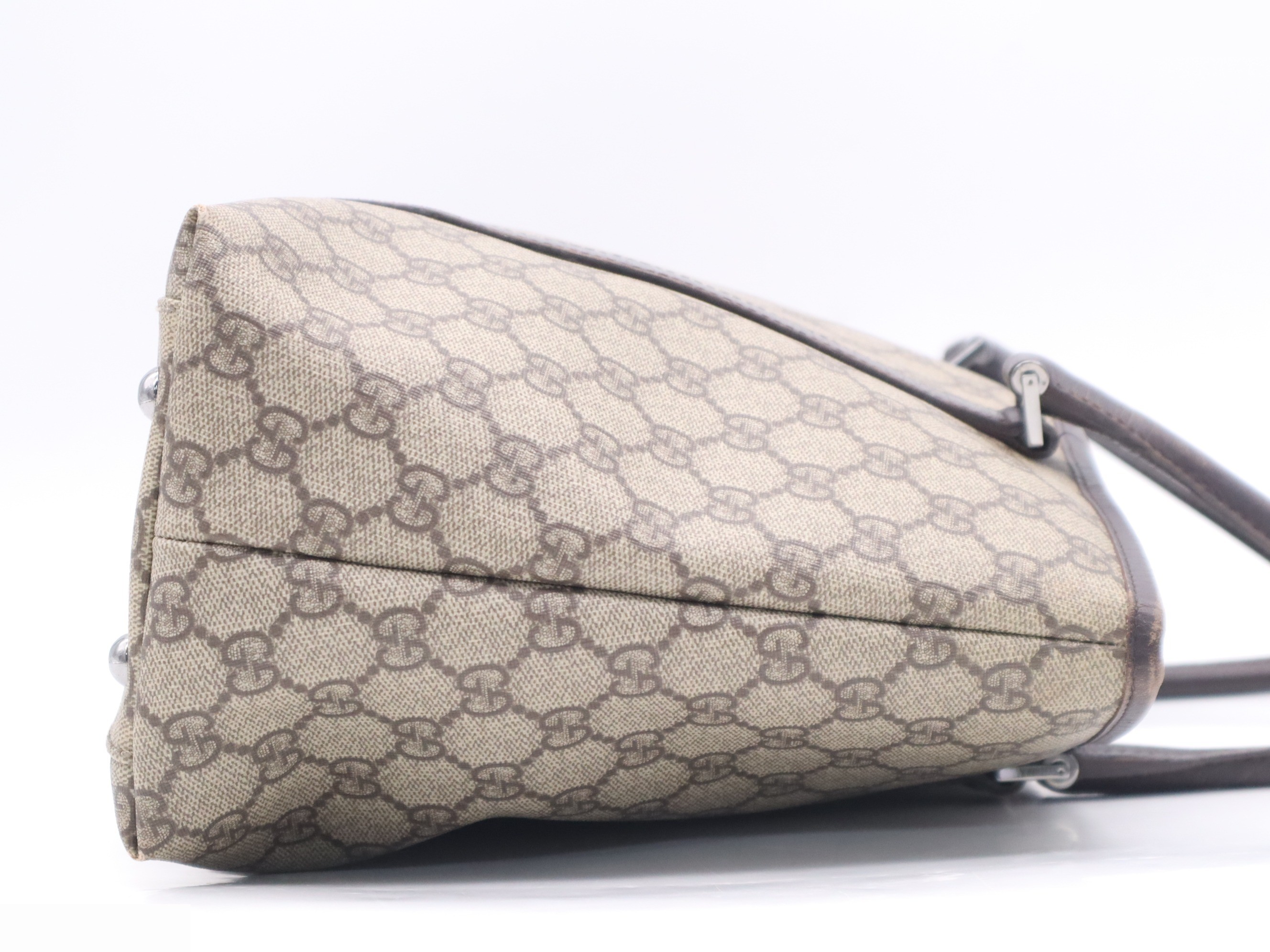 PVC x Leather GG Supreme Tote Bag, Brown, Silver Hardware — view 5