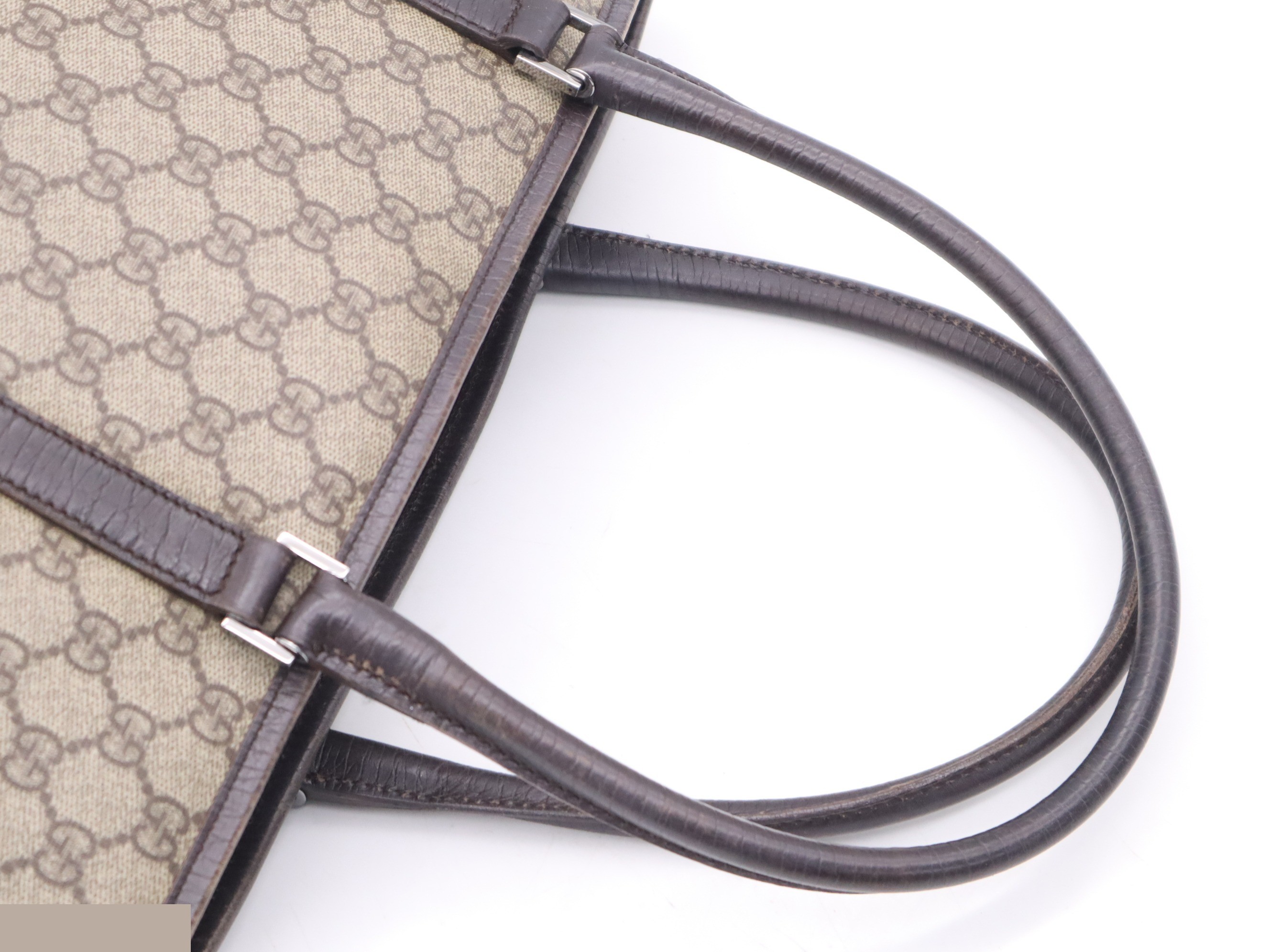 PVC x Leather GG Supreme Tote Bag, Brown, Silver Hardware — view 6
