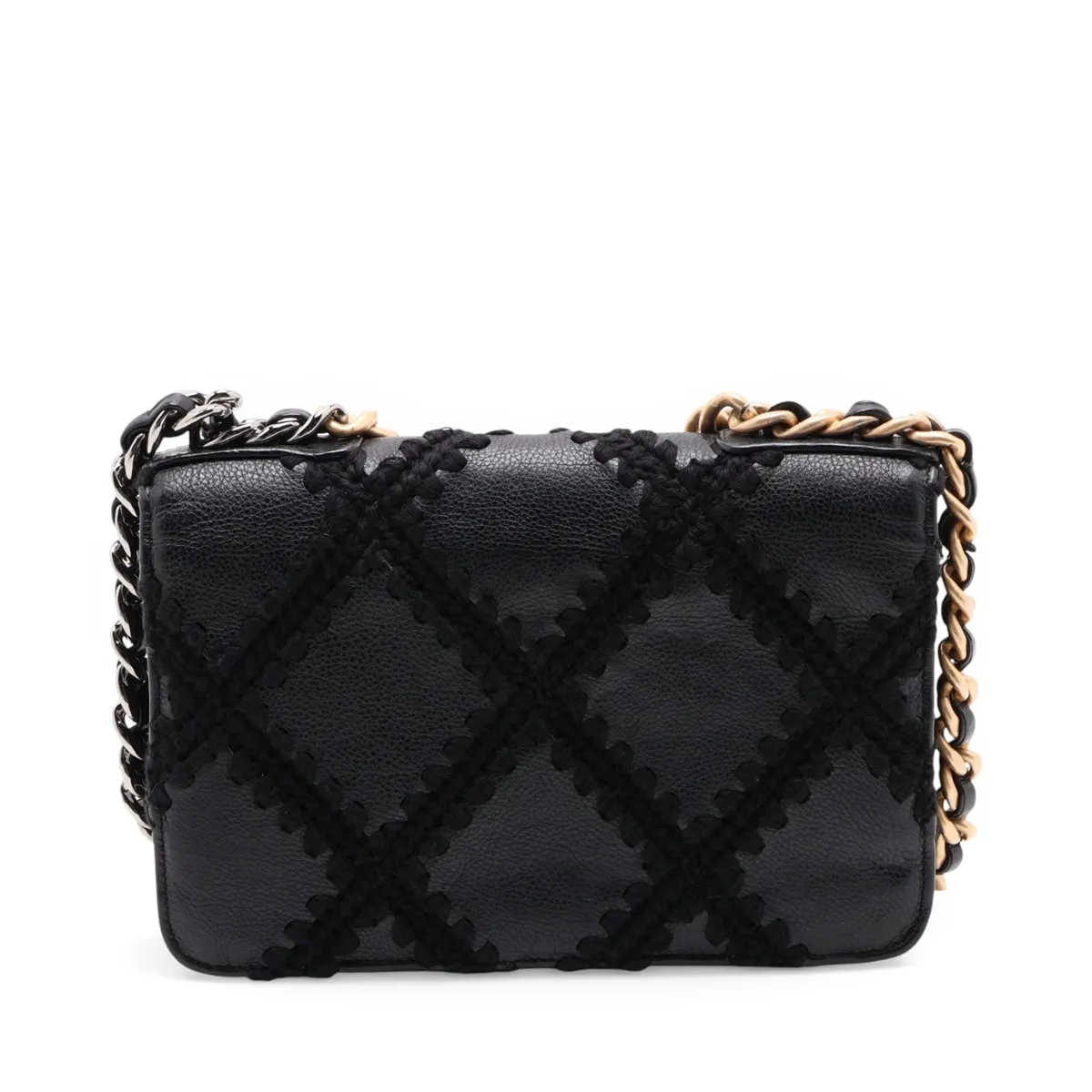 19 Leather Chain Shoulder Bag, Black with Gold and Silver Hardware, 30828468, Serial Number in the 30s. — view 2