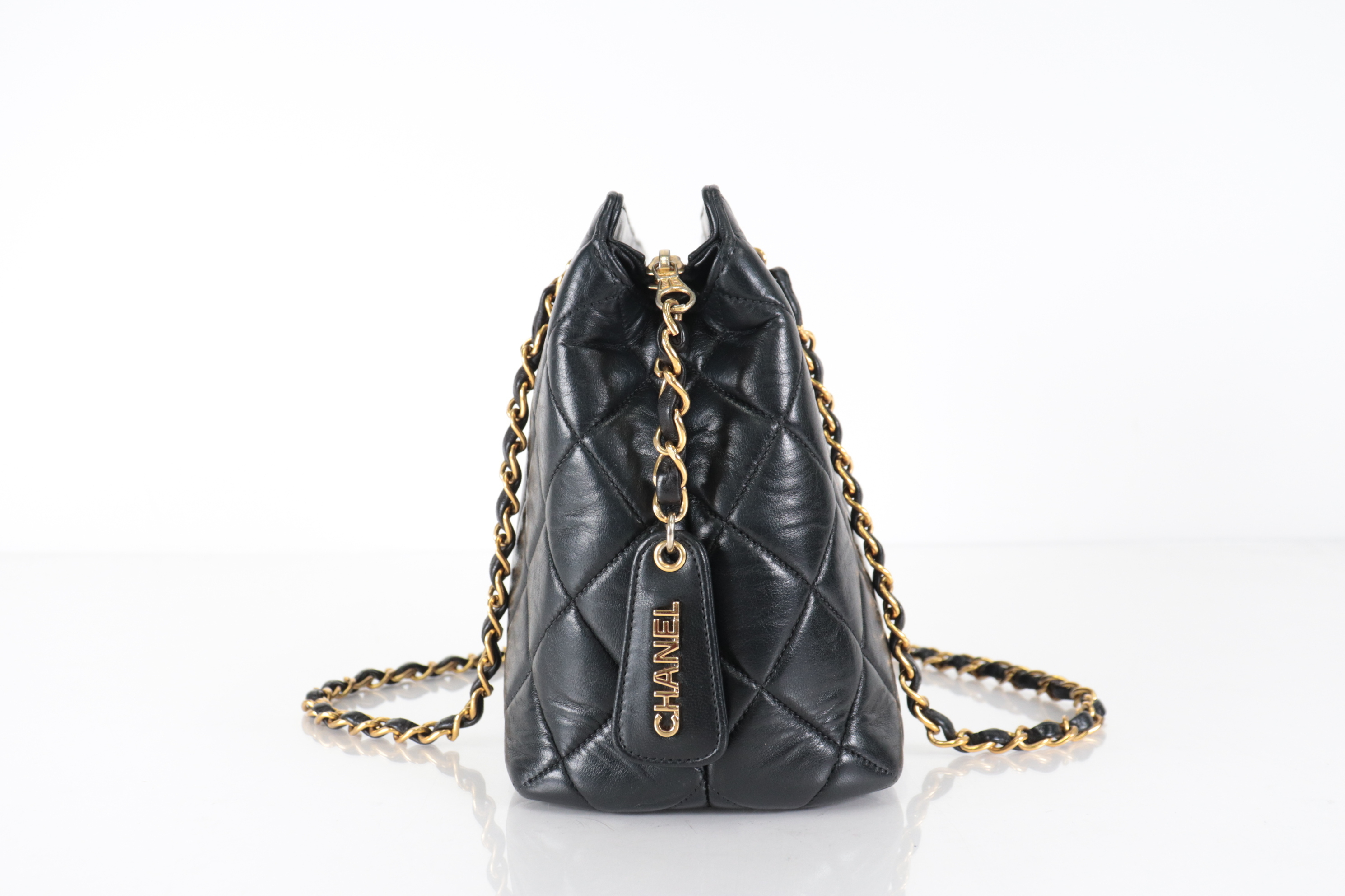 Matelassé Lambskin Chain Tote Bag — view 4