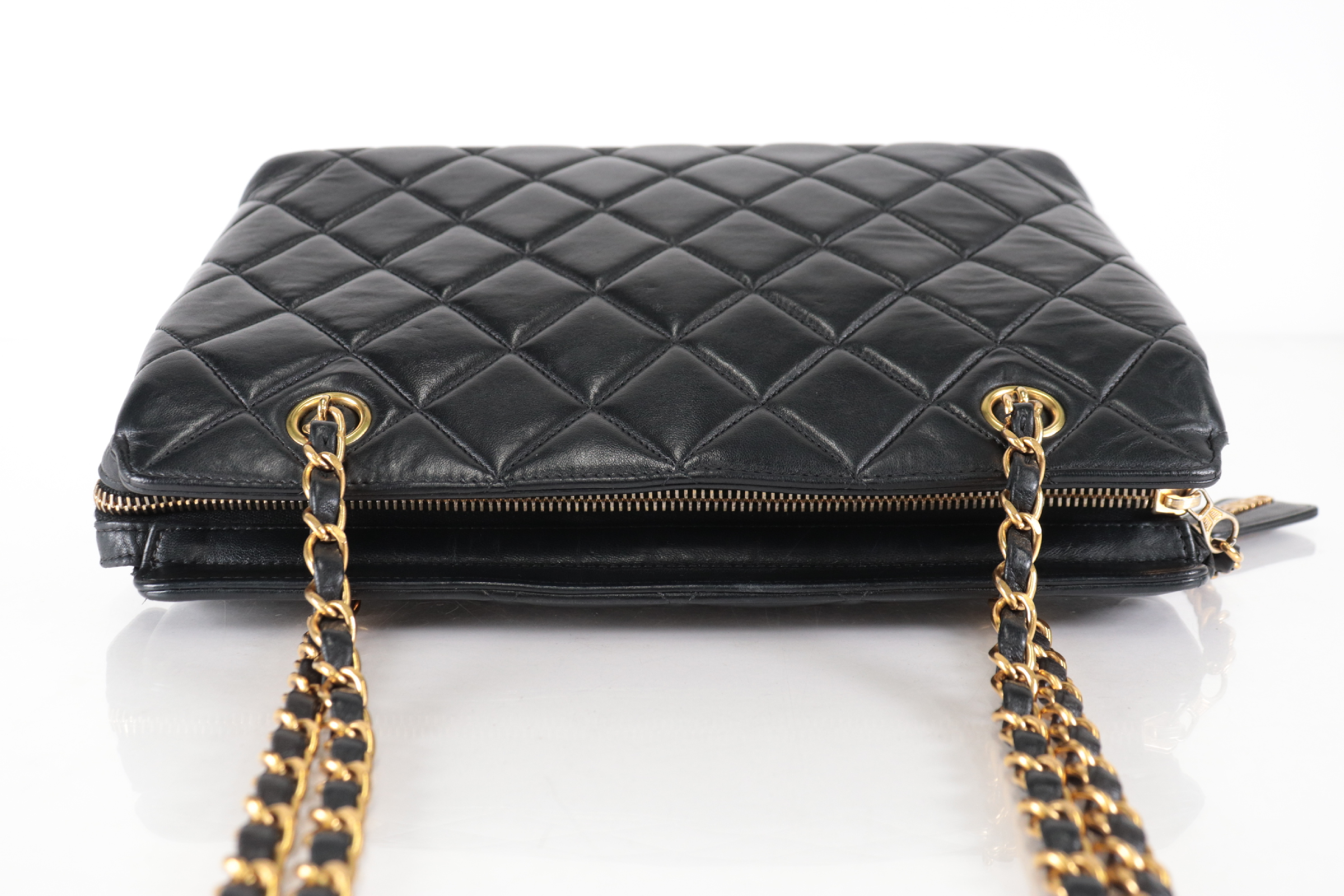 Matelassé Lambskin Chain Tote Bag — view 6