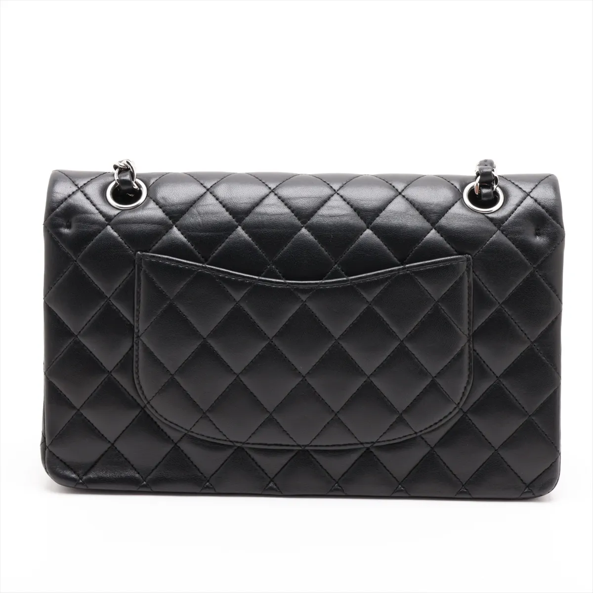 [Individually packaged] Chanel Matelassé 25 Lambskin Double Flap Double Chain Bag, Black with Silver Hardware, 16314028, Serial Number 16, A01112 — view 2