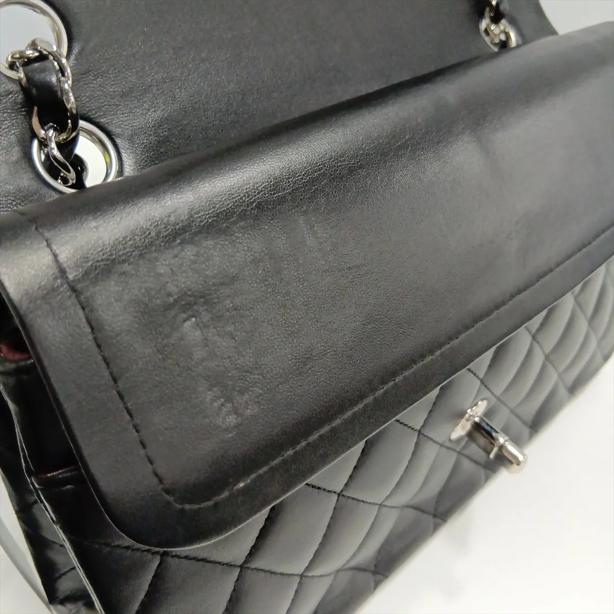 [Individually packaged] Chanel Matelassé 25 Lambskin Double Flap Double Chain Bag, Black with Silver Hardware, 16314028, Serial Number 16, A01112 — view 14