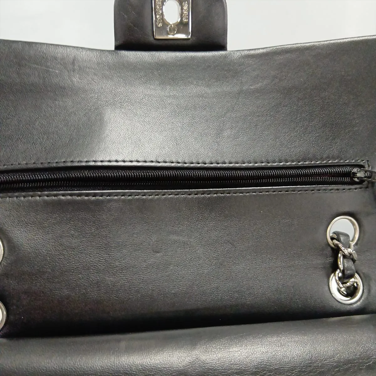 [Individually packaged] Chanel Matelassé 25 Lambskin Double Flap Double Chain Bag, Black with Silver Hardware, 16314028, Serial Number 16, A01112 — view 15