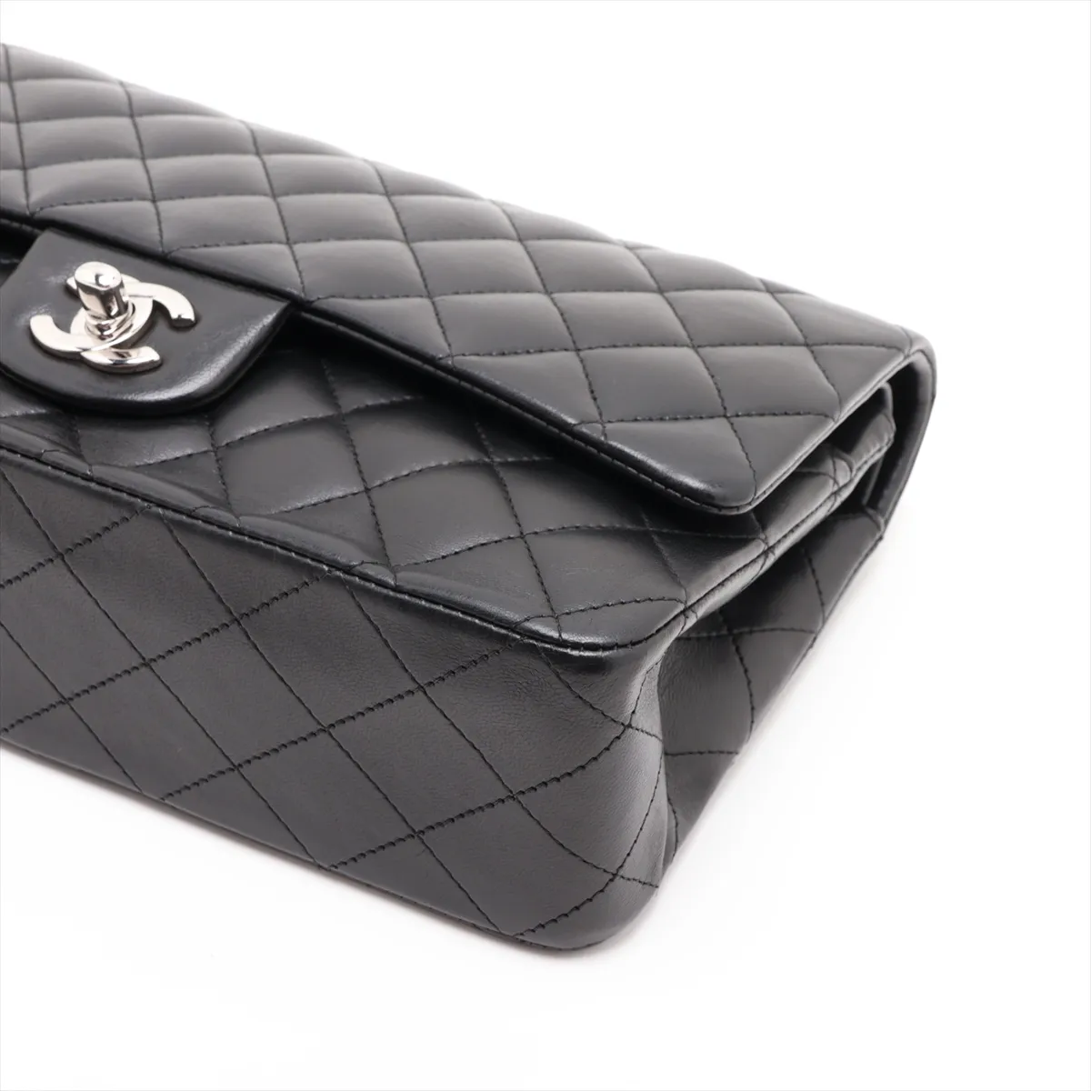 [Individually packaged] Chanel Matelassé 25 Lambskin Double Flap Double Chain Bag, Black with Silver Hardware, 16314028, Serial Number 16, A01112 — view 3