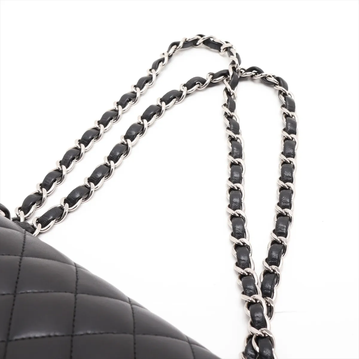 [Individually packaged] Chanel Matelassé 25 Lambskin Double Flap Double Chain Bag, Black with Silver Hardware, 16314028, Serial Number 16, A01112 — view 5