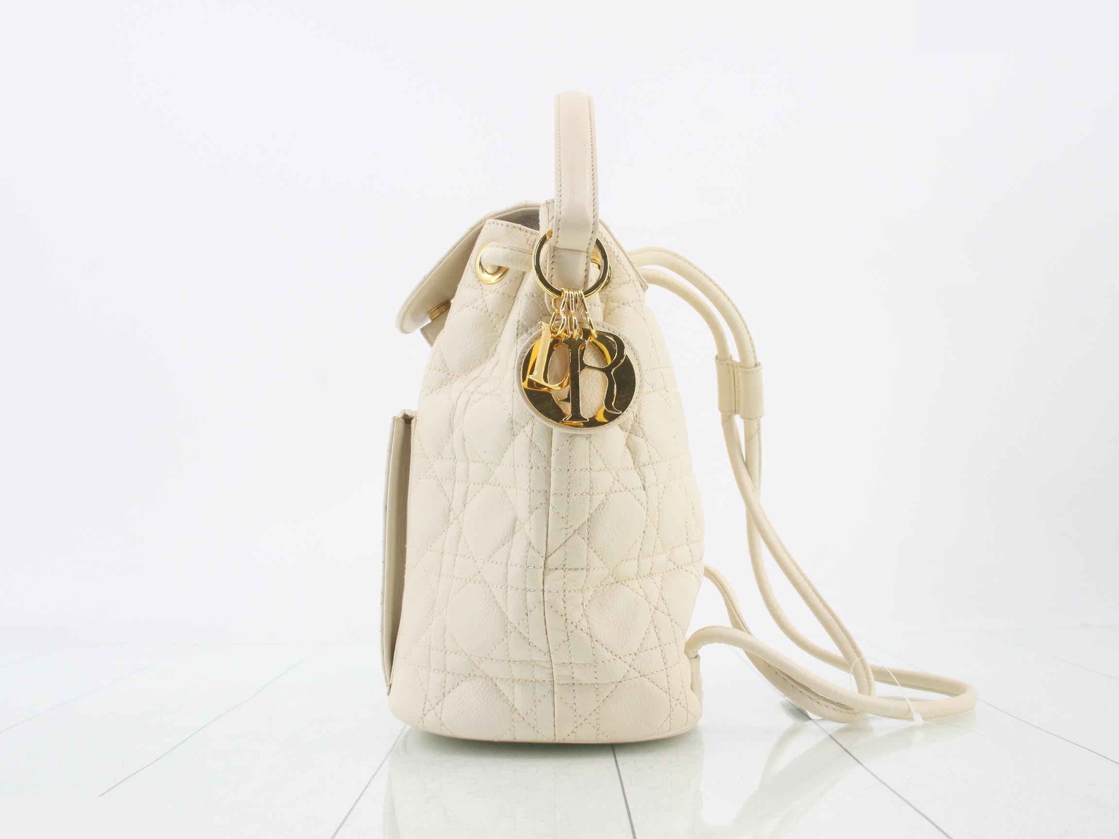 Leather mini backpack, white — view 3