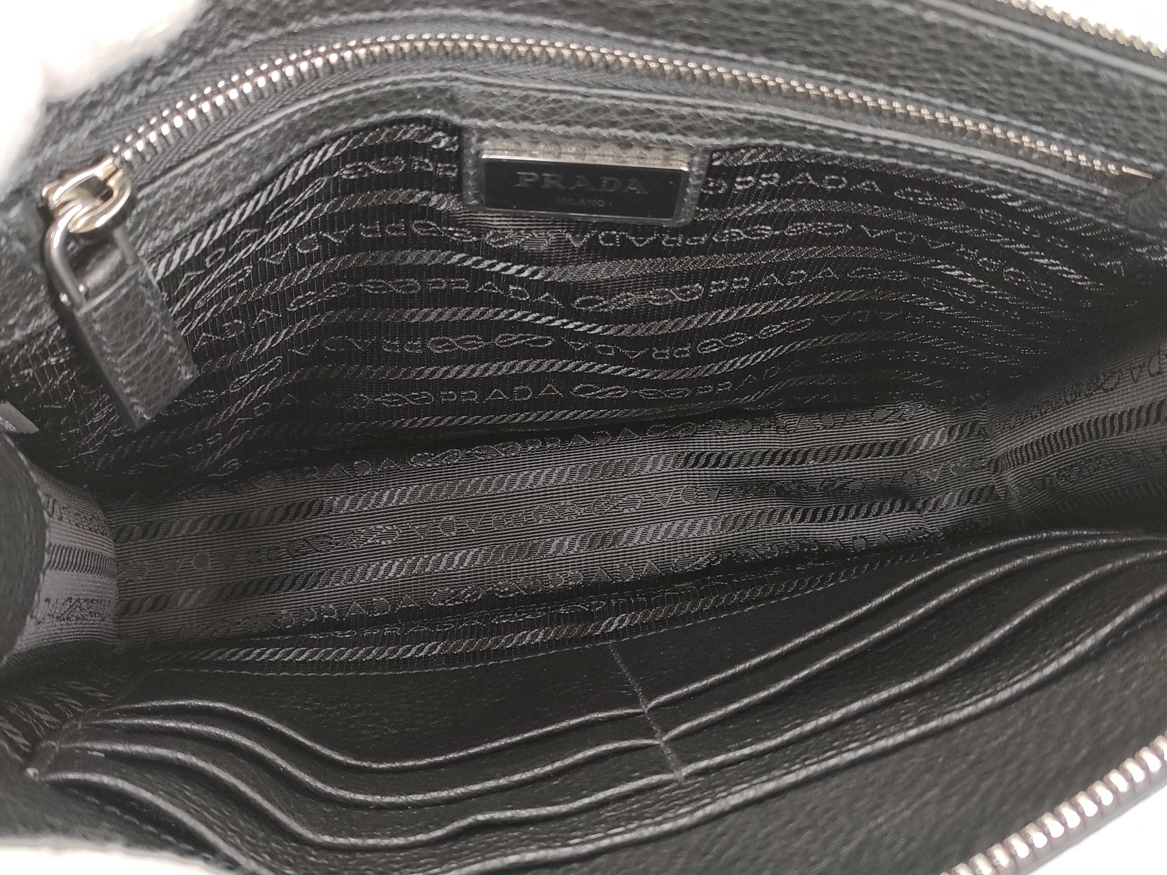 Vitello Leather Clutch Bag, Black, 2VF006 (Clutch Bag) — view 10