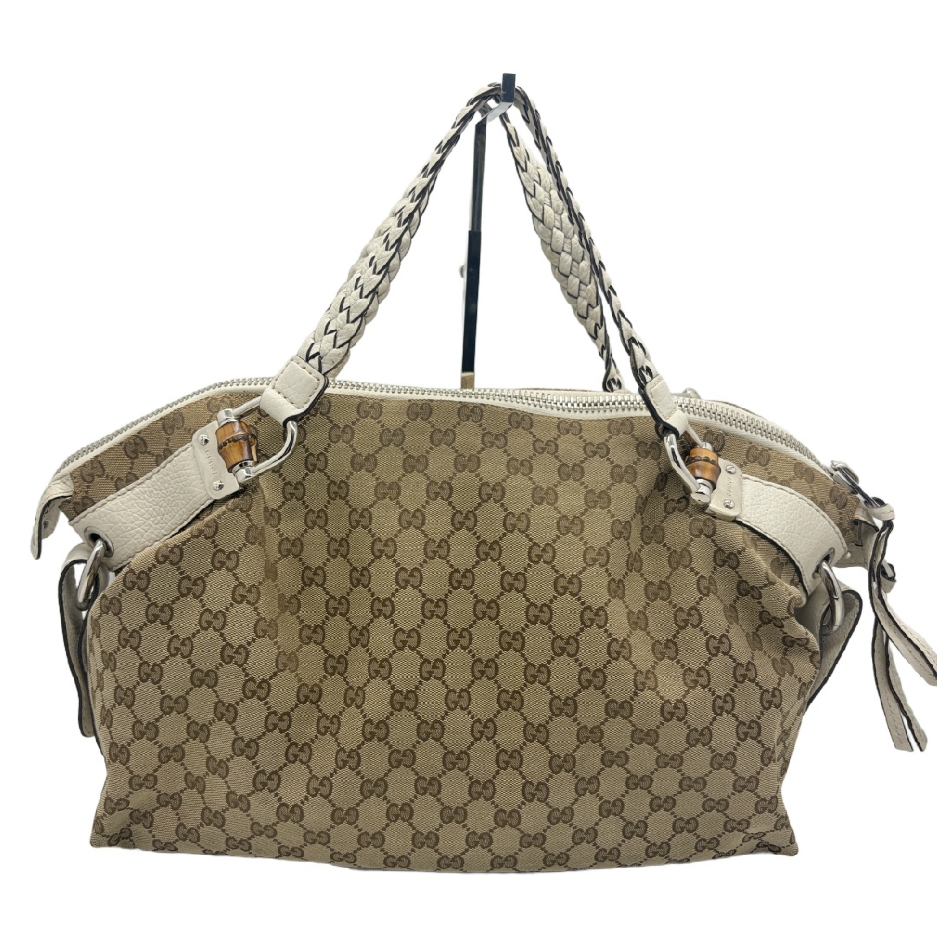 GG Canvas Braided Handle Handbag Tote Bag
