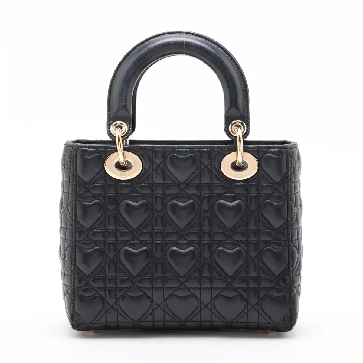 My Lady Dior Heart Cannage Leather 2-Way Handbag, Black, with Charm — view 2