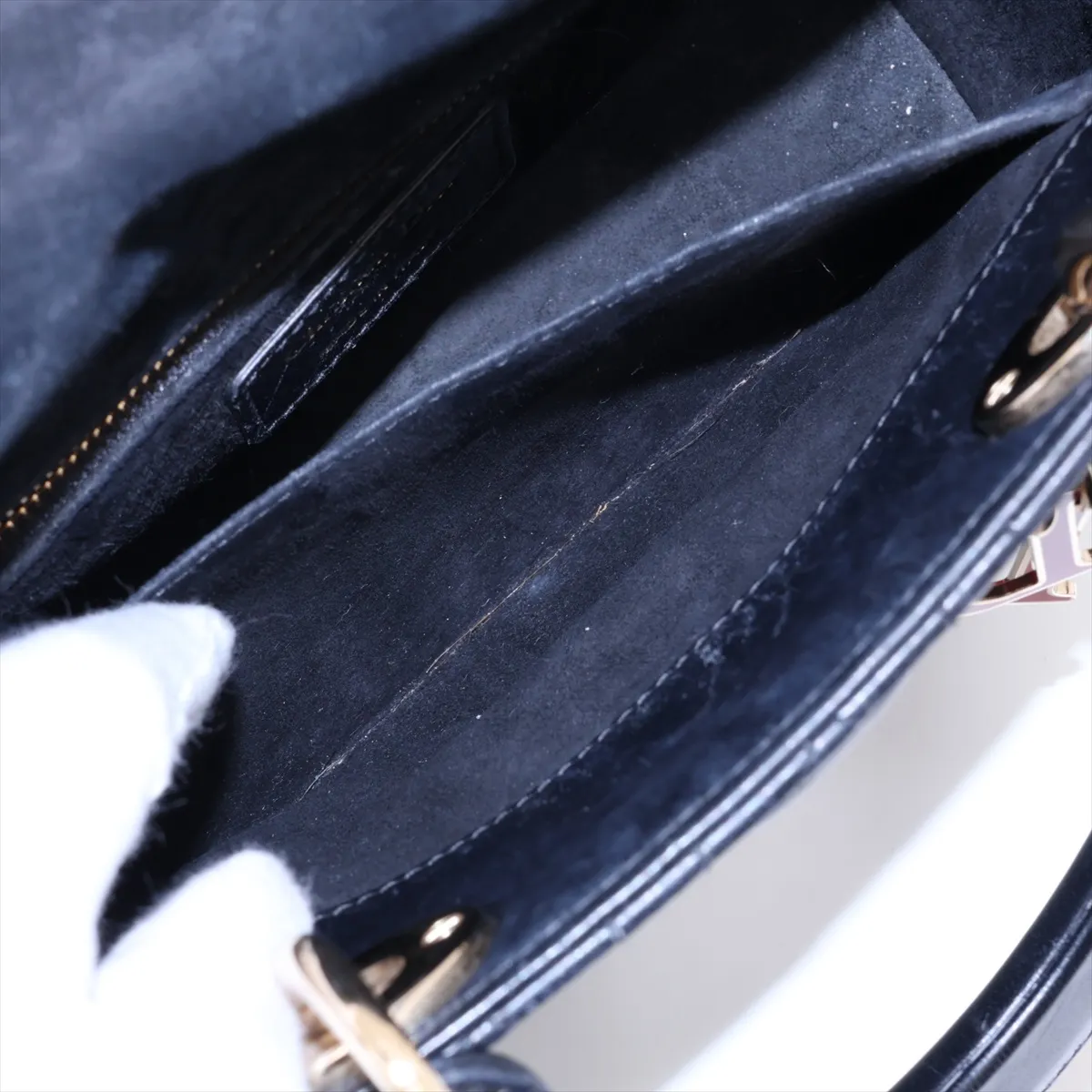 My Lady Dior Heart Cannage Leather 2-Way Handbag, Black, with Charm — view 9