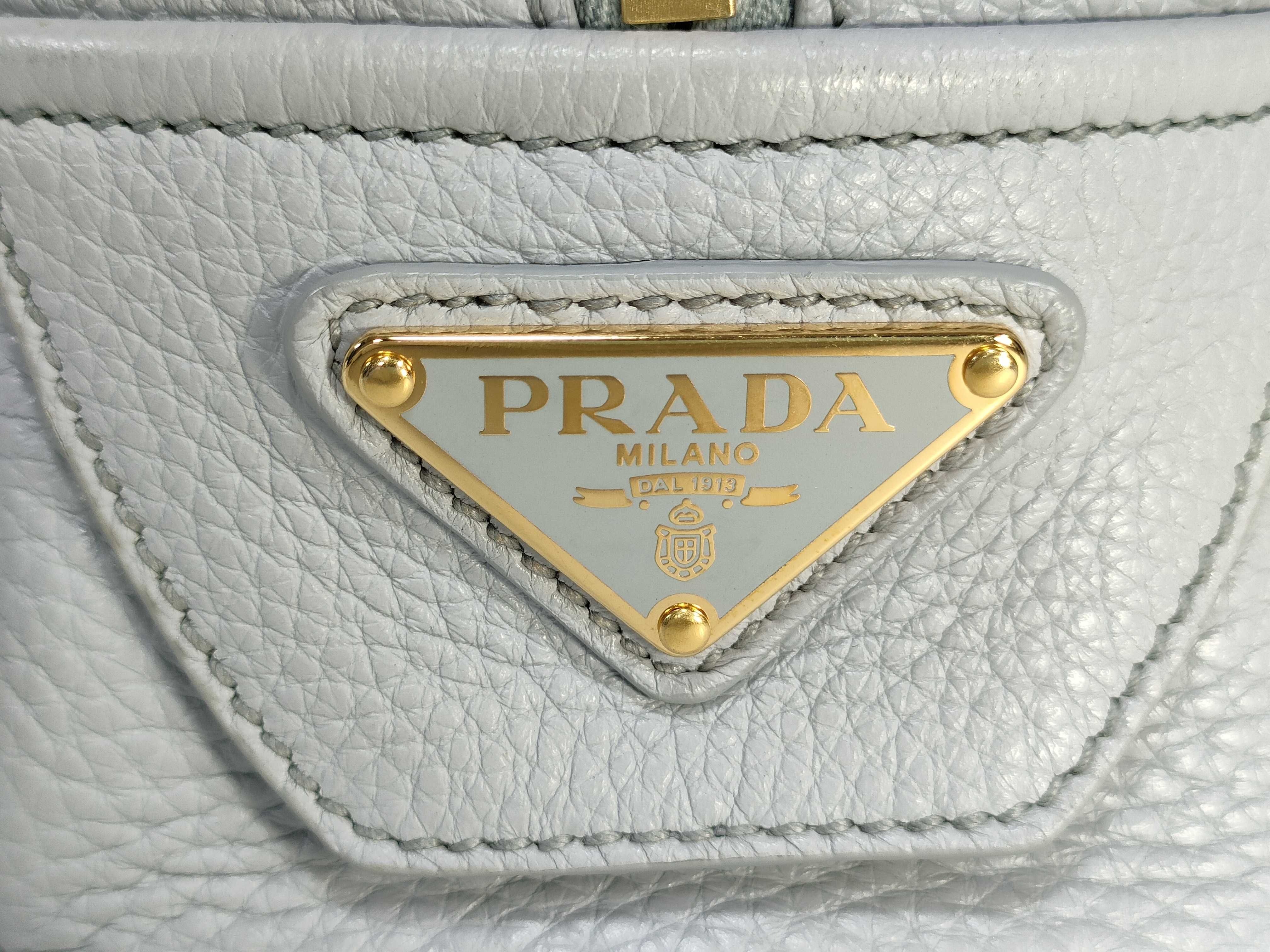 Punching Leather 2WAY Handbag Blue Gray Handbag — view 12