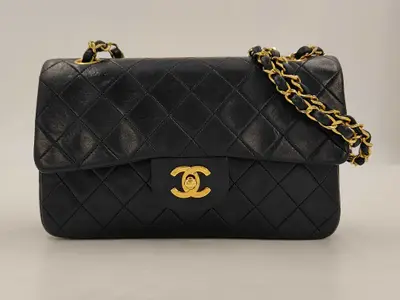 Matelassé 23 Double Flap Chain Shoulder Bag, Lambskin, Black, Gold Hardware, 0859779 (Shoulder Bag)
