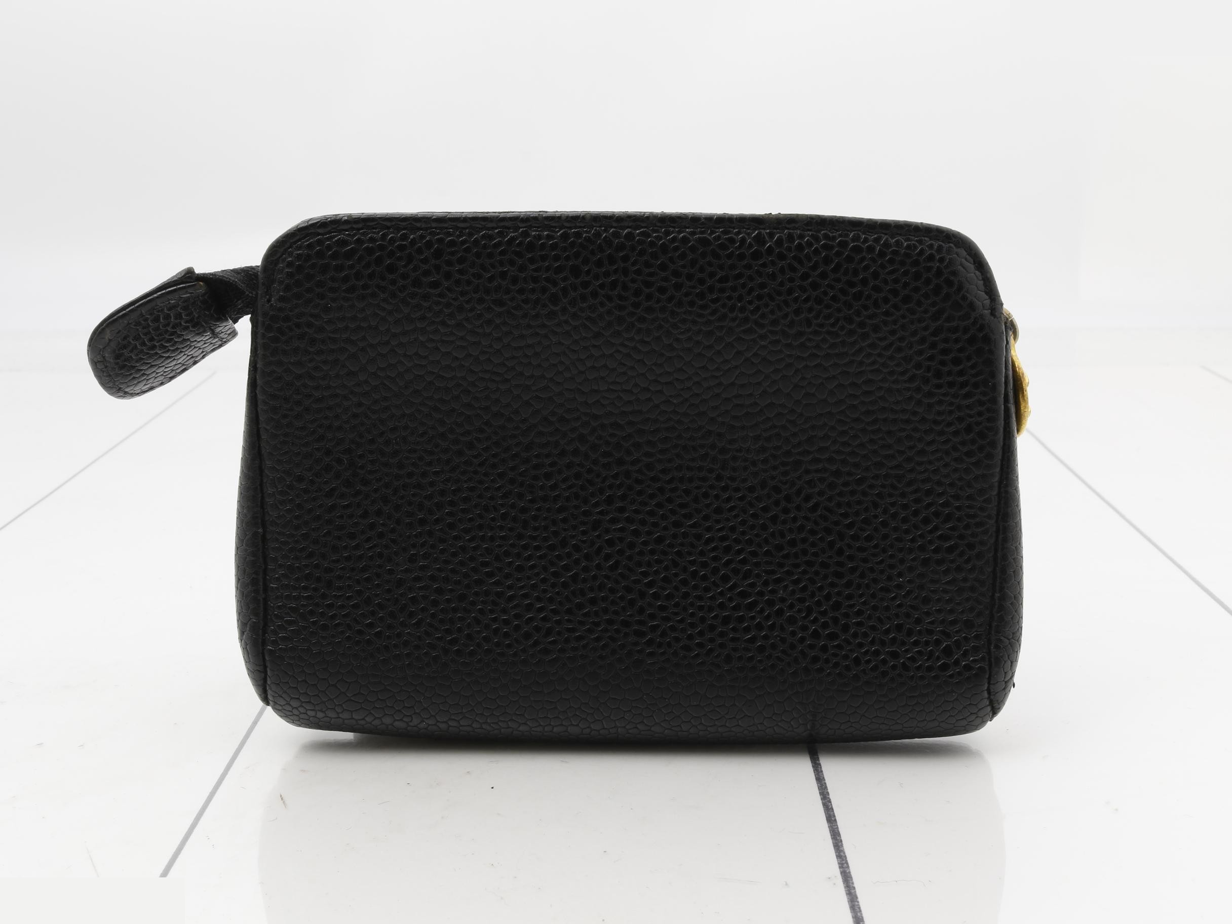 Caviar leather bag/pouch with Coco Mark, black. — view 2