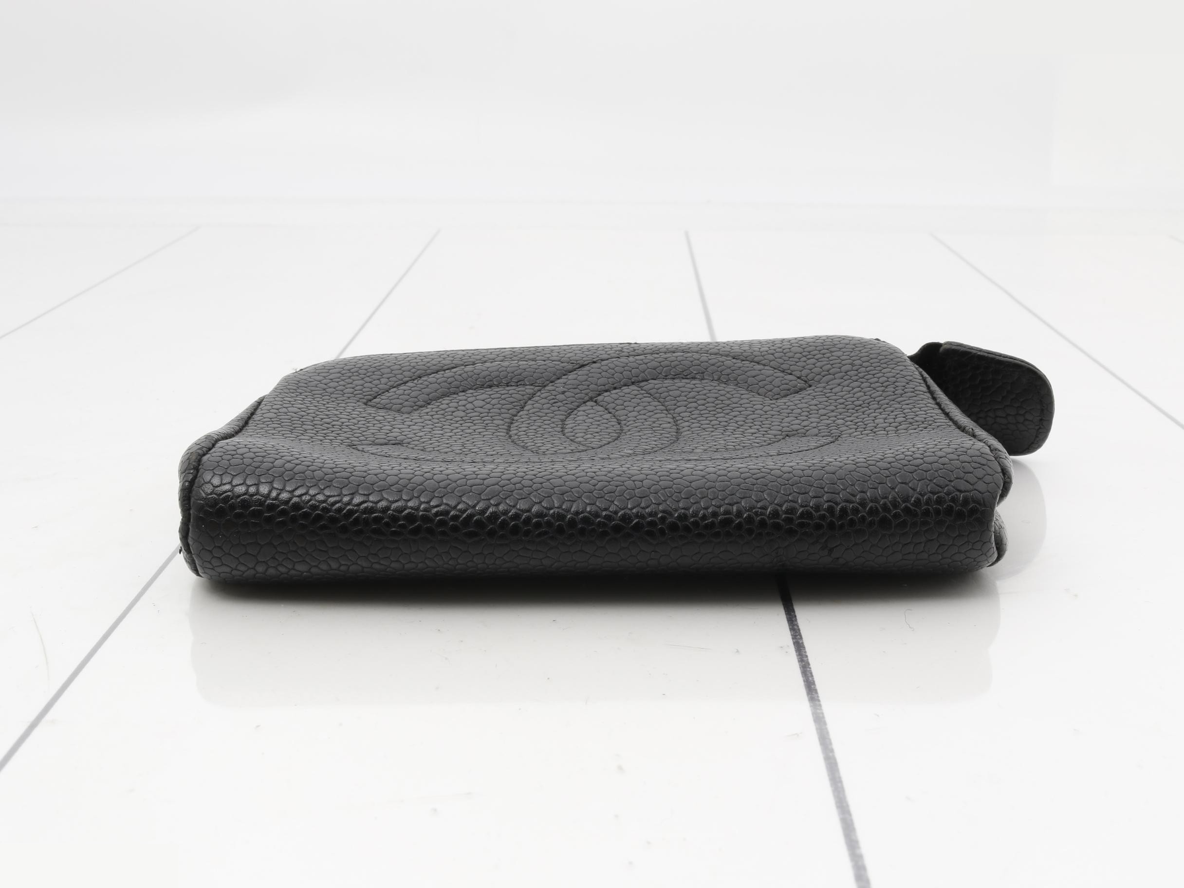 Caviar leather bag/pouch with Coco Mark, black. — view 3
