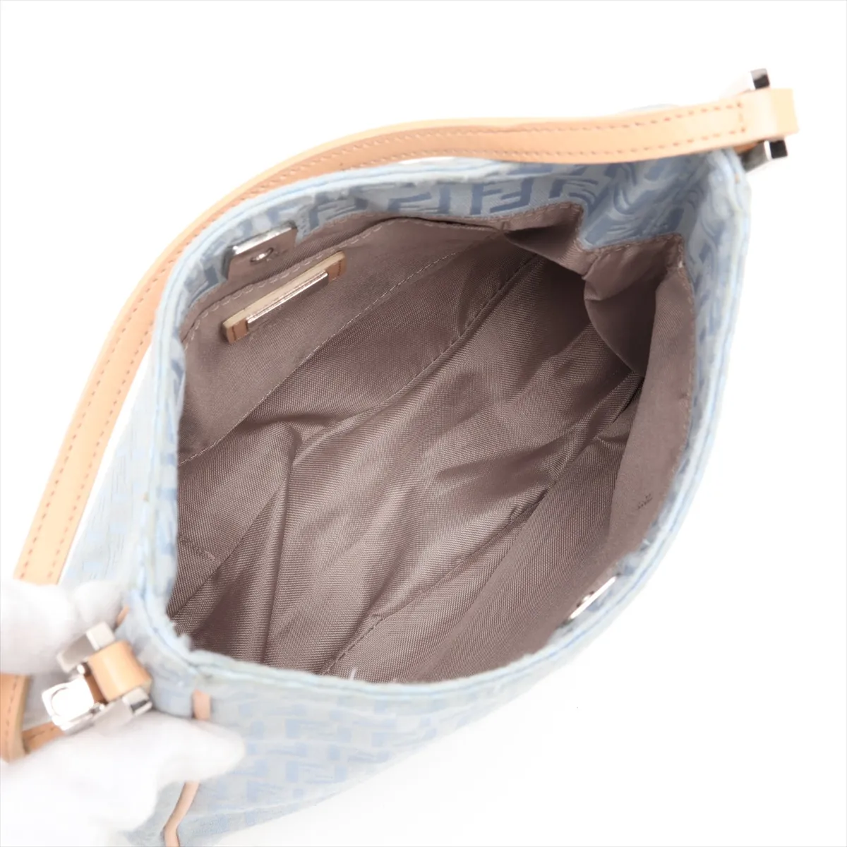 Zucchino 8BR068 Canvas x Leather Shoulder Bag, Blue — view 7