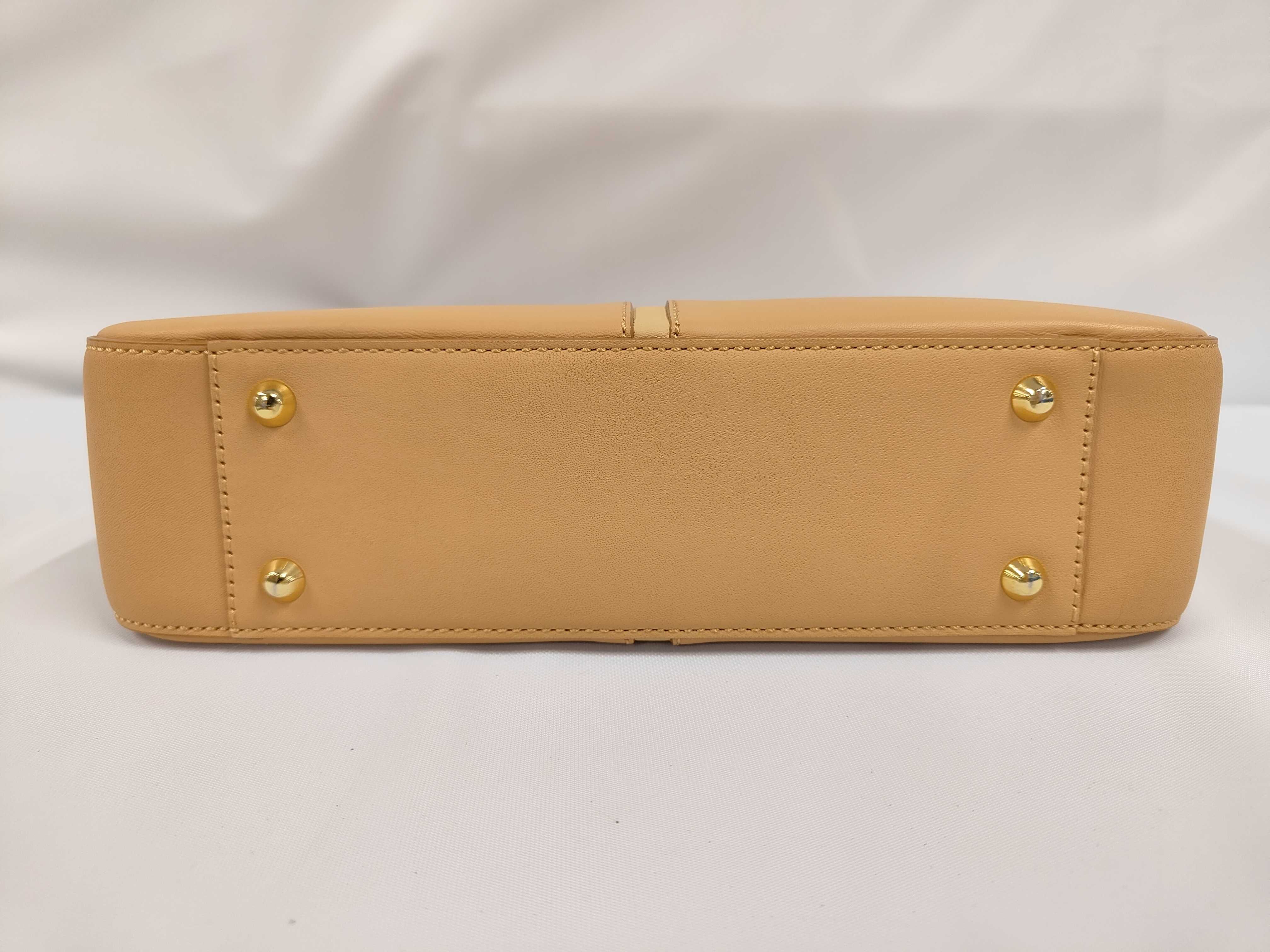 Leather One-Shoulder Bag, Beige Shoulder Bag — view 3