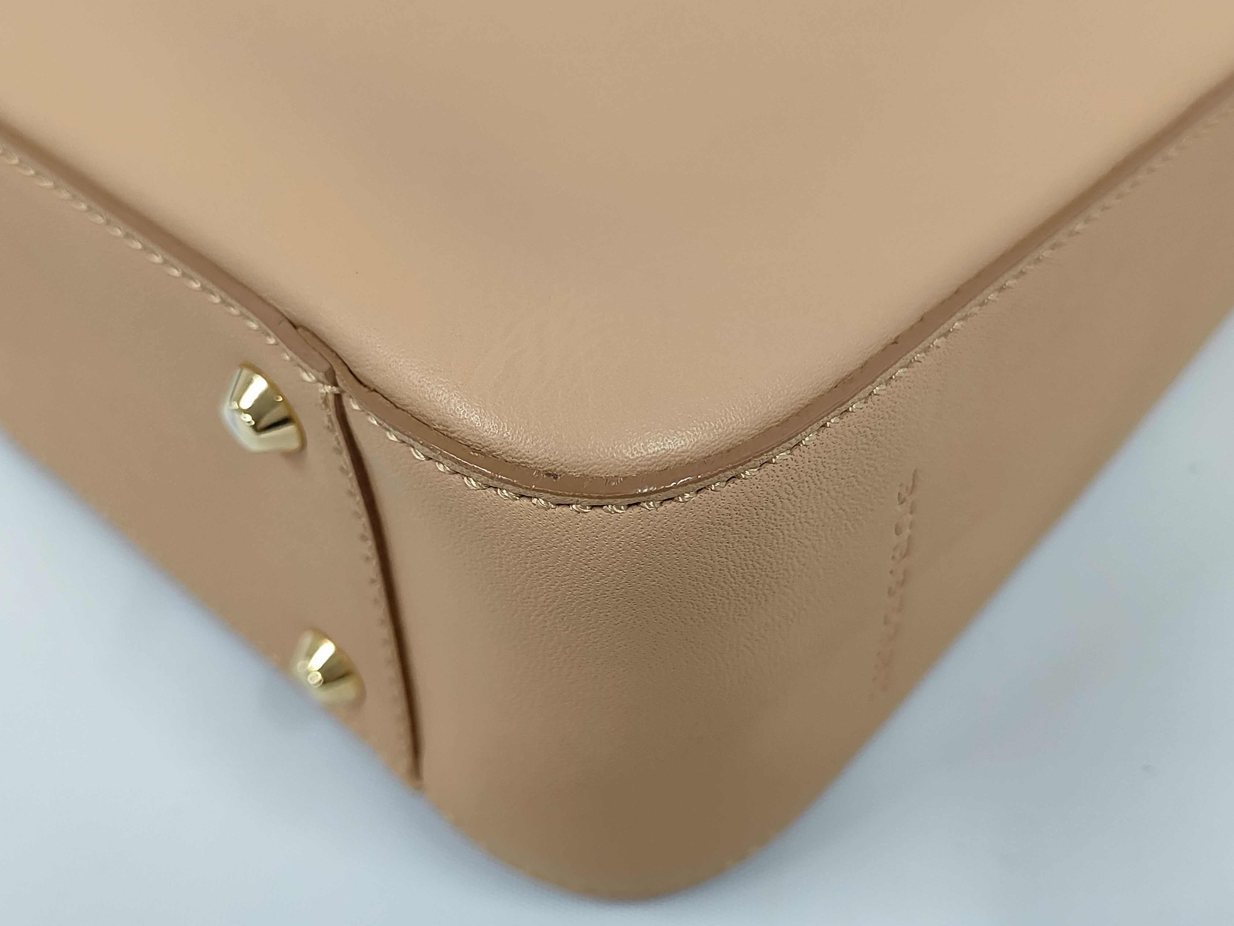 Leather One-Shoulder Bag, Beige Shoulder Bag — view 4