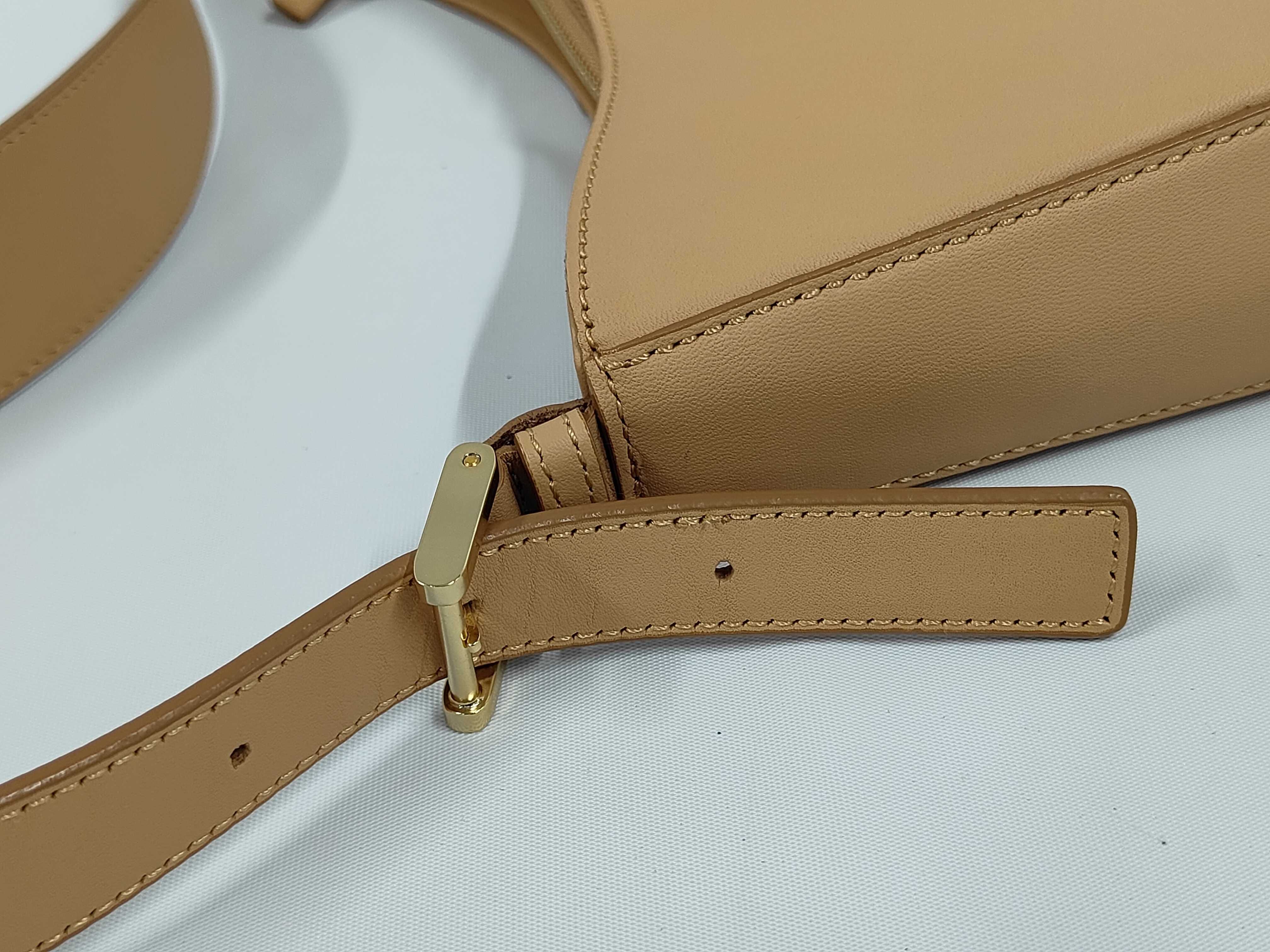 Leather One-Shoulder Bag, Beige Shoulder Bag — view 6