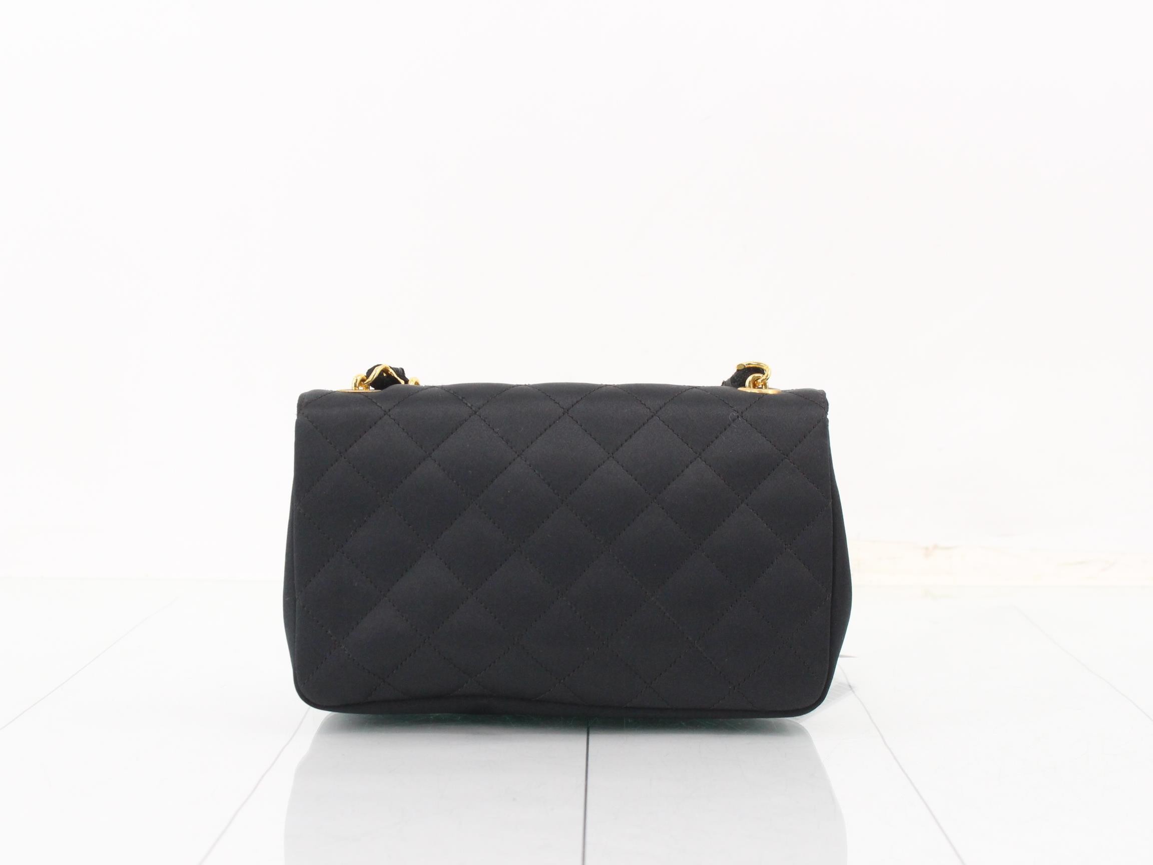 Mini Matelassé (Bag) - Shoulder Bag, Turnlock Closure, Satin, Black — view 2