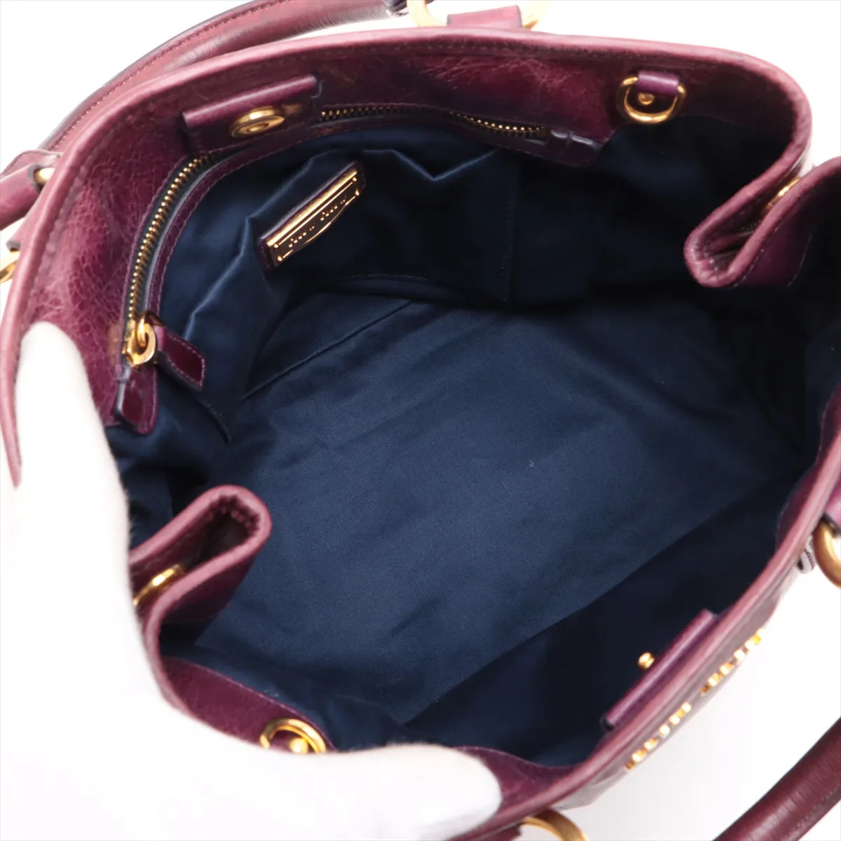 Leather 2WAY Handbag Purple — view 8