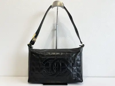 Chocolate Bar Coco Mark Logo Lambskin Leather Shoulder Bag (Serial Number 6)