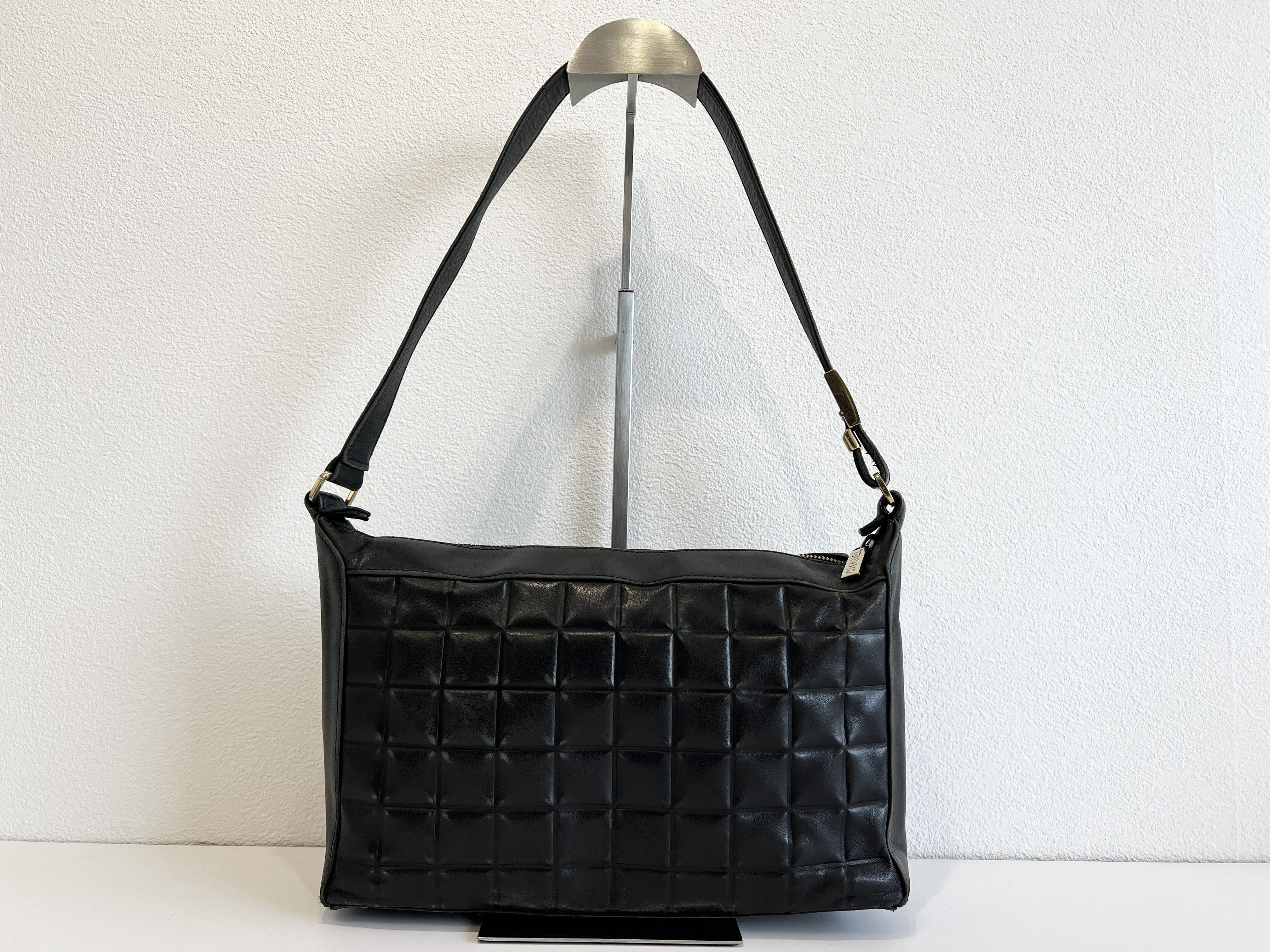 Chocolate Bar Coco Mark Logo Lambskin Leather Shoulder Bag (Serial Number 6) — view 2