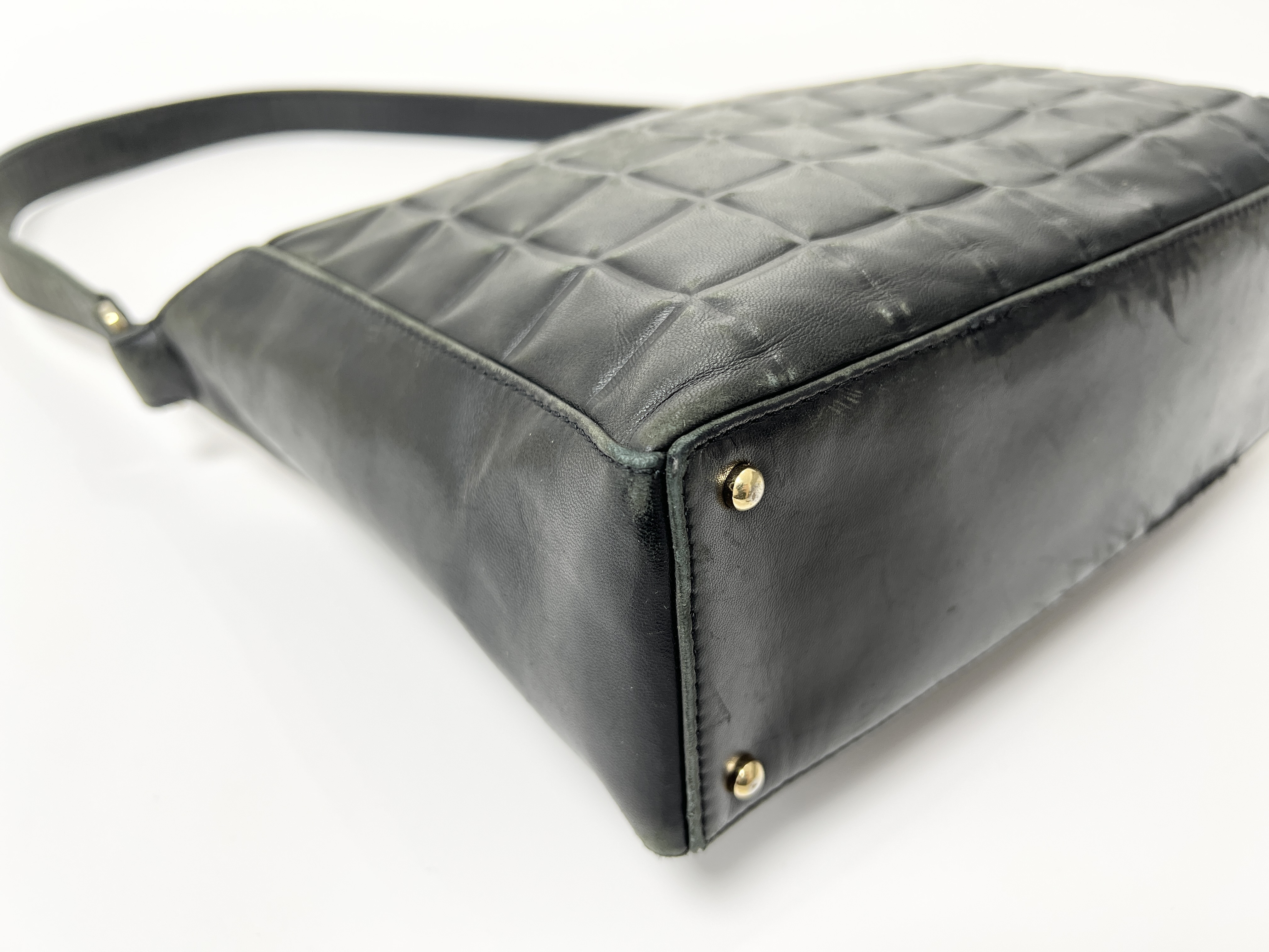 Chocolate Bar Coco Mark Logo Lambskin Leather Shoulder Bag (Serial Number 6) — view 13