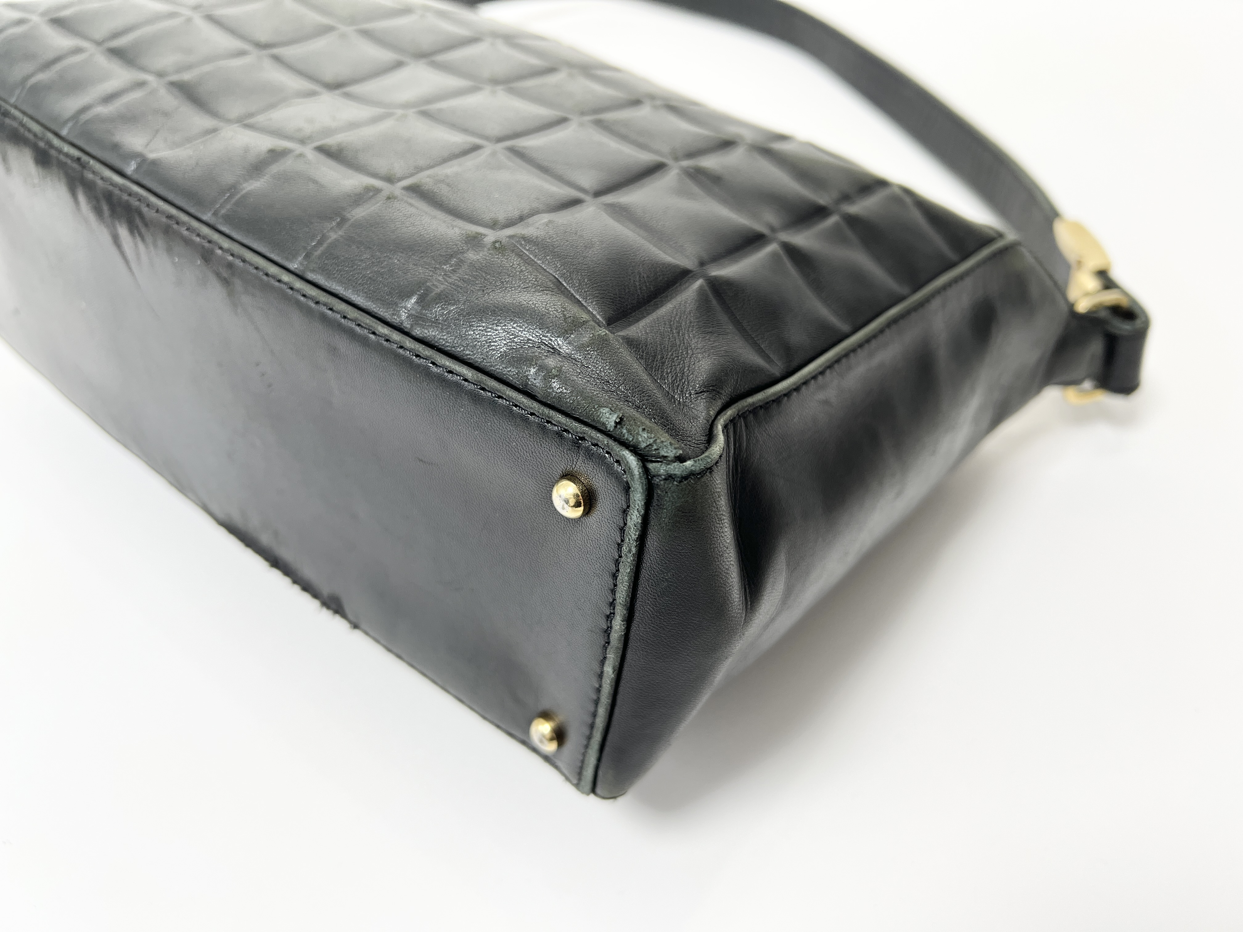 Chocolate Bar Coco Mark Logo Lambskin Leather Shoulder Bag (Serial Number 6) — view 14