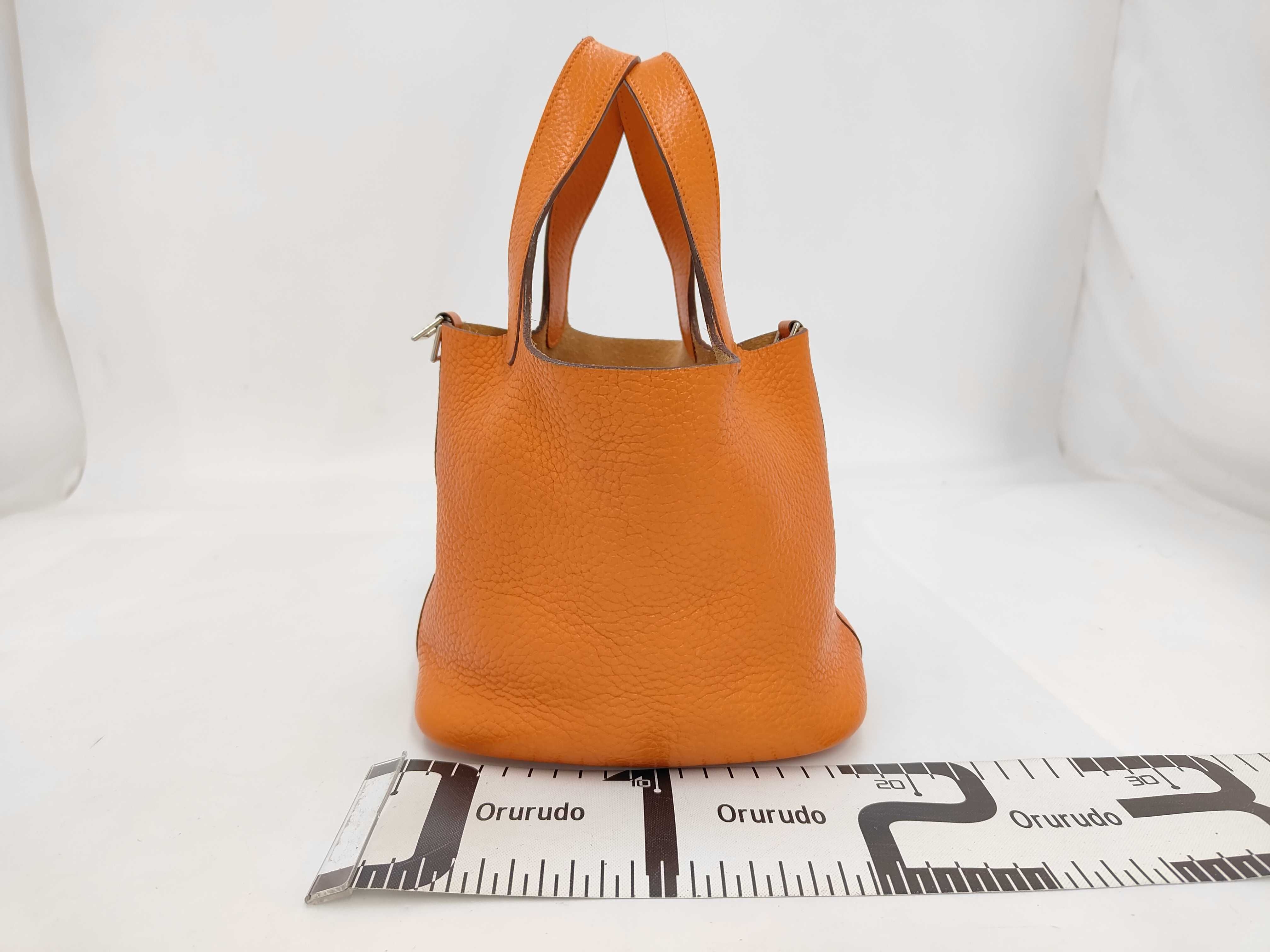 Picotin Lock PM Orange Stamped M Handbag — view 2