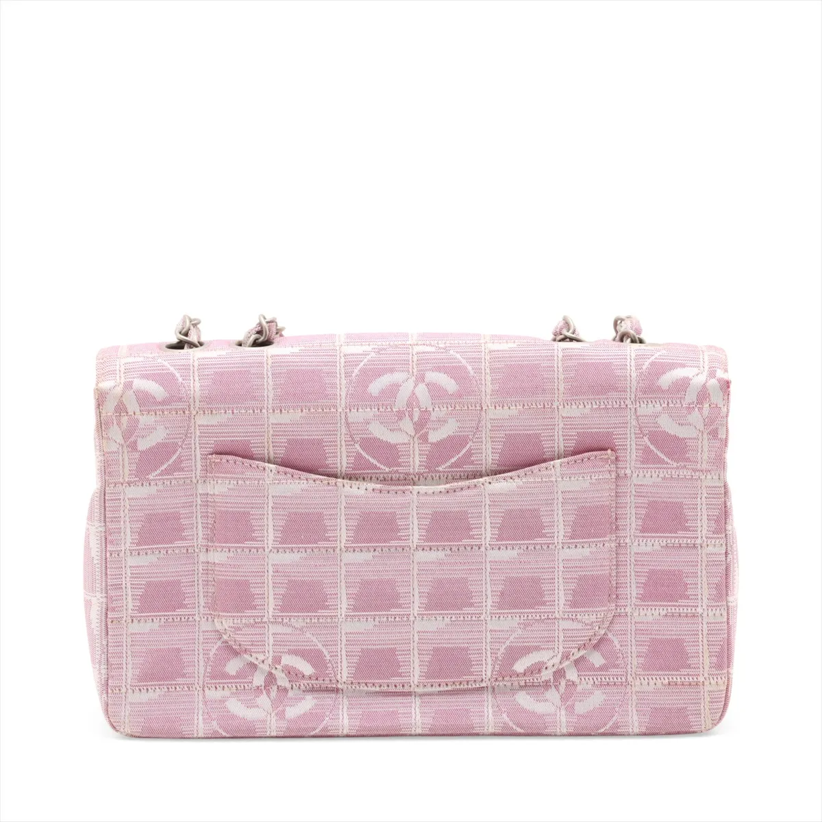 New Travel Line Nylon x Lambskin Single Flap Double Chain Bag Pink Matte Silver Hardware 6421008 No. 6 — view 2
