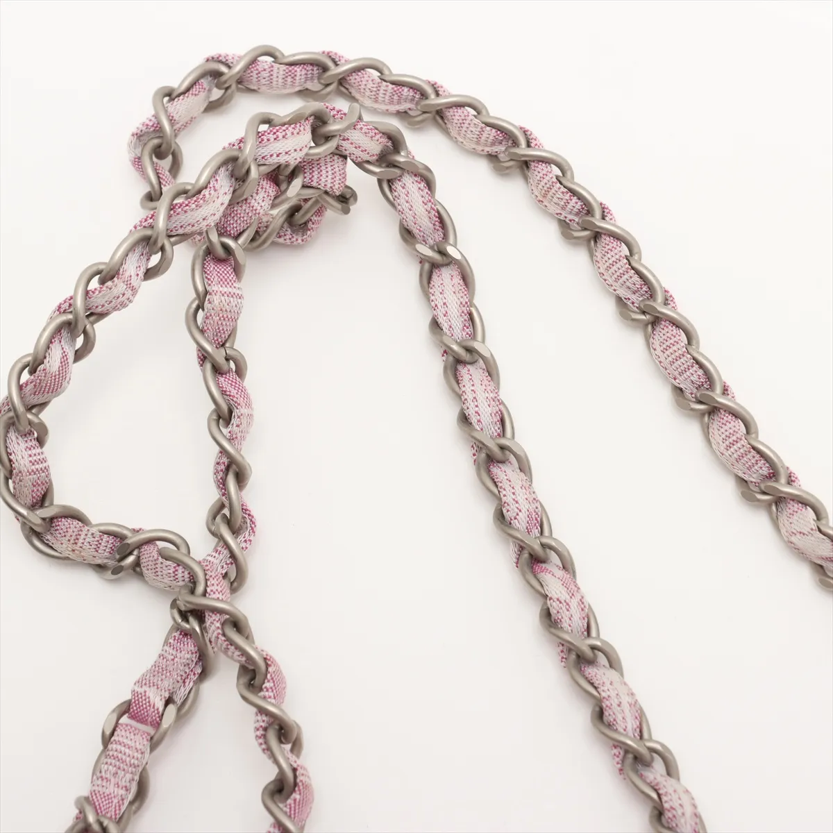 New Travel Line Nylon x Lambskin Single Flap Double Chain Bag Pink Matte Silver Hardware 6421008 No. 6 — view 13