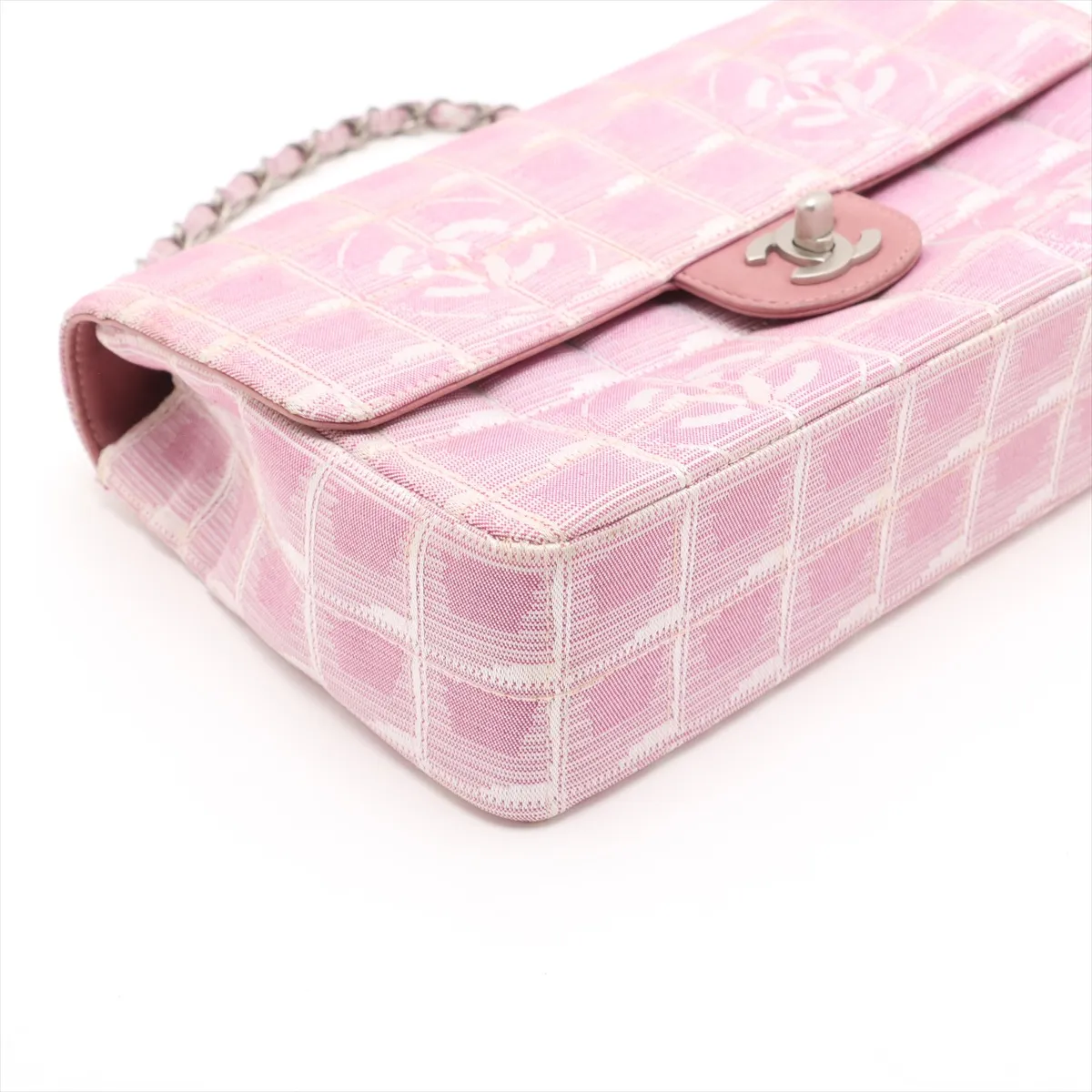 New Travel Line Nylon x Lambskin Single Flap Double Chain Bag Pink Matte Silver Hardware 6421008 No. 6 — view 4