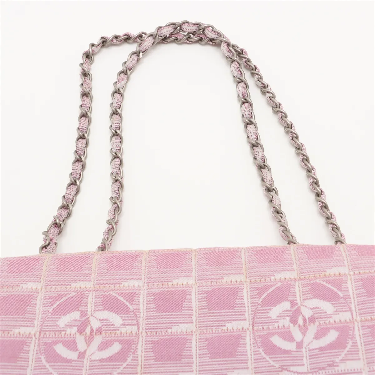 New Travel Line Nylon x Lambskin Single Flap Double Chain Bag Pink Matte Silver Hardware 6421008 No. 6 — view 6