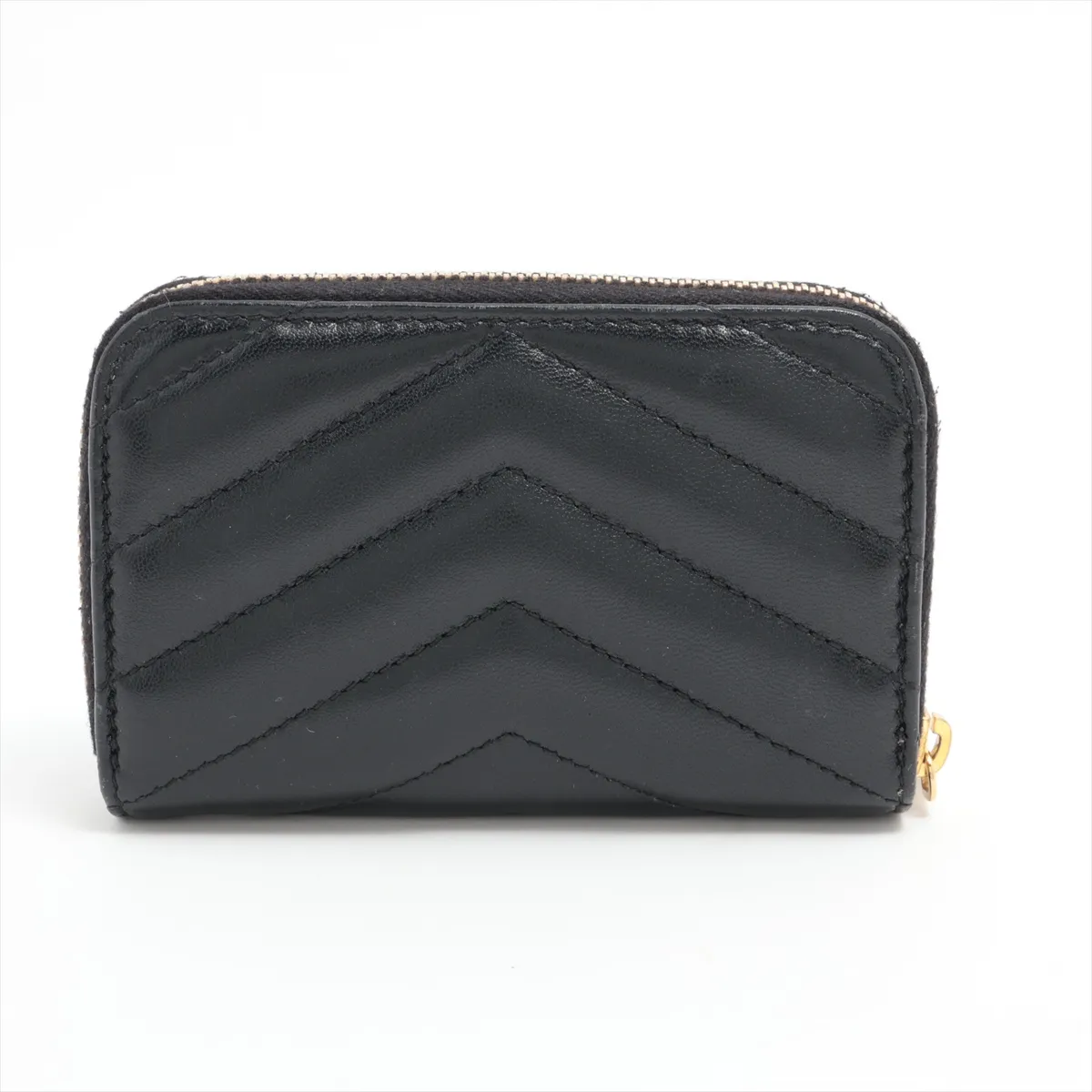 Monogram Cassandra YSL Logo MRT804479 Leather Coin Case Black — view 2