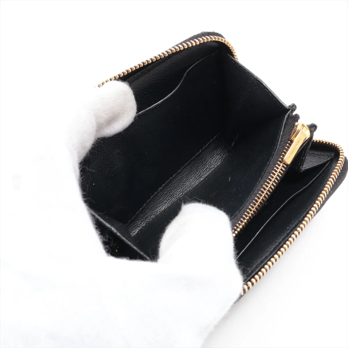 Monogram Cassandra YSL Logo MRT804479 Leather Coin Case Black — view 4