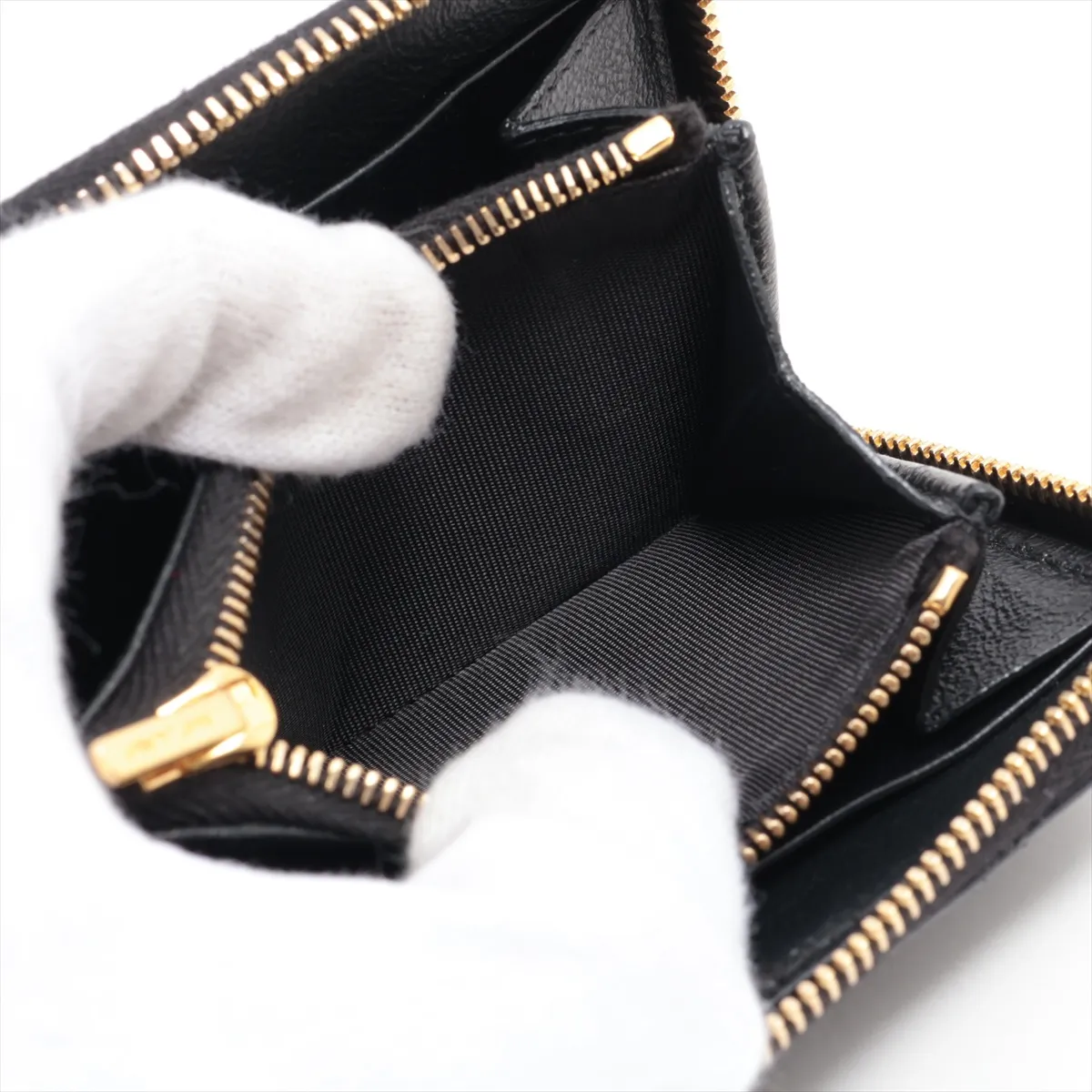 Monogram Cassandra YSL Logo MRT804479 Leather Coin Case Black — view 5