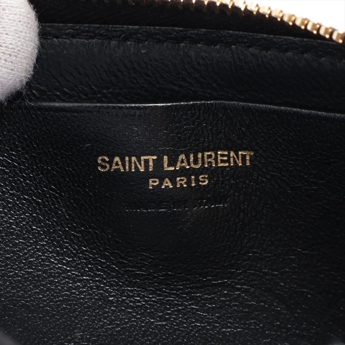 Monogram Cassandra YSL Logo MRT804479 Leather Coin Case Black — view 6