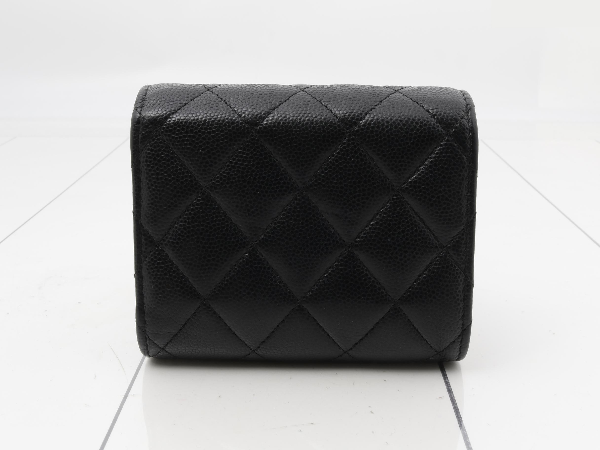 caviar leather folding wallet with Coco Mark sticker. — view 2