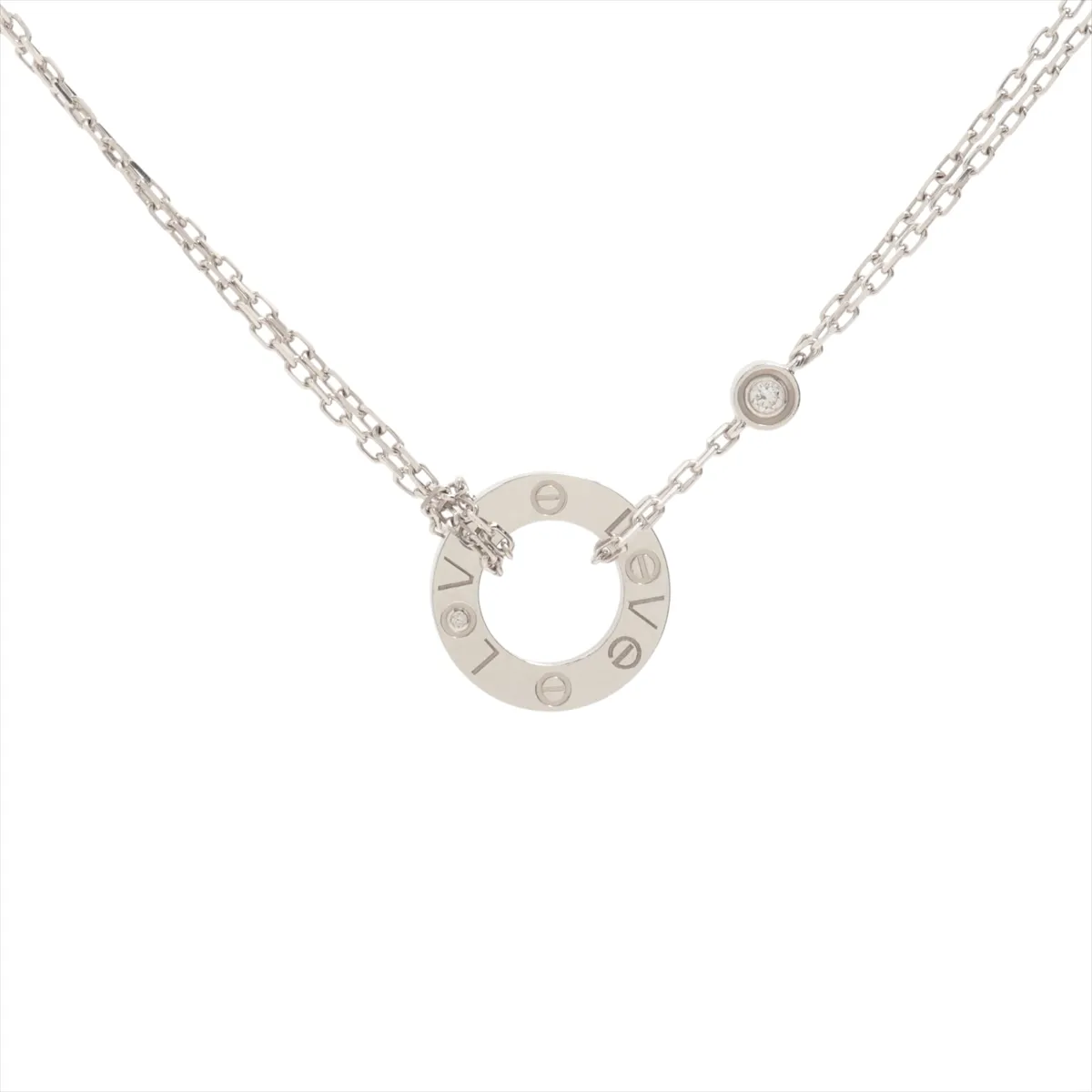Love Circle 2P Diamond Necklace 750 (WG) 6.6g THM505 (Dents,