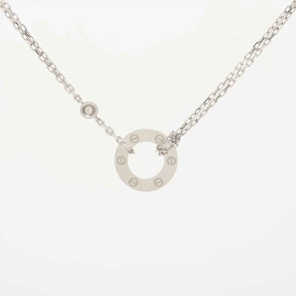 Love Circle 2P Diamond Necklace 750 (WG) 6.6g THM505 (Dents, — view 2