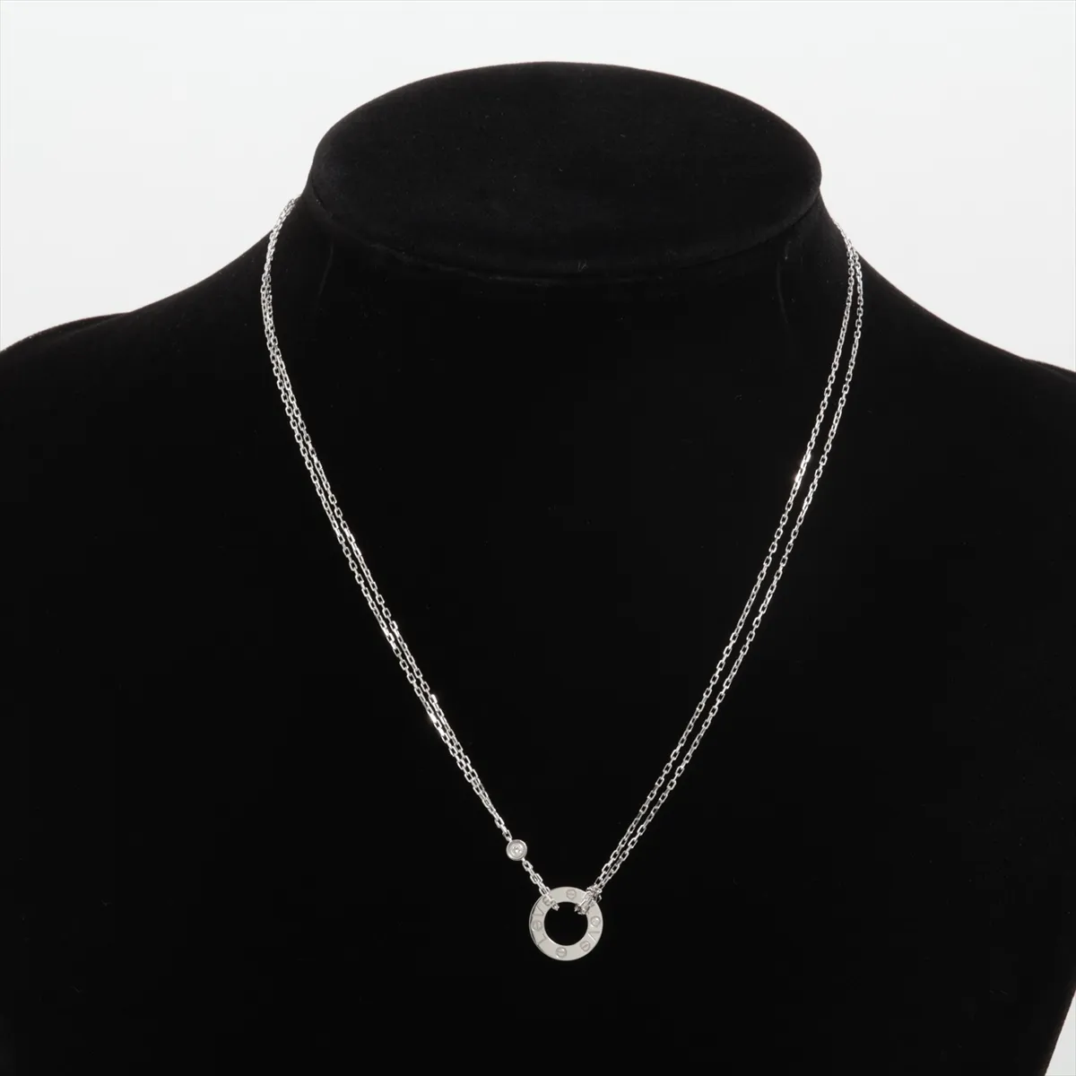 Love Circle 2P Diamond Necklace 750 (WG) 6.6g THM505 (Dents, — view 5