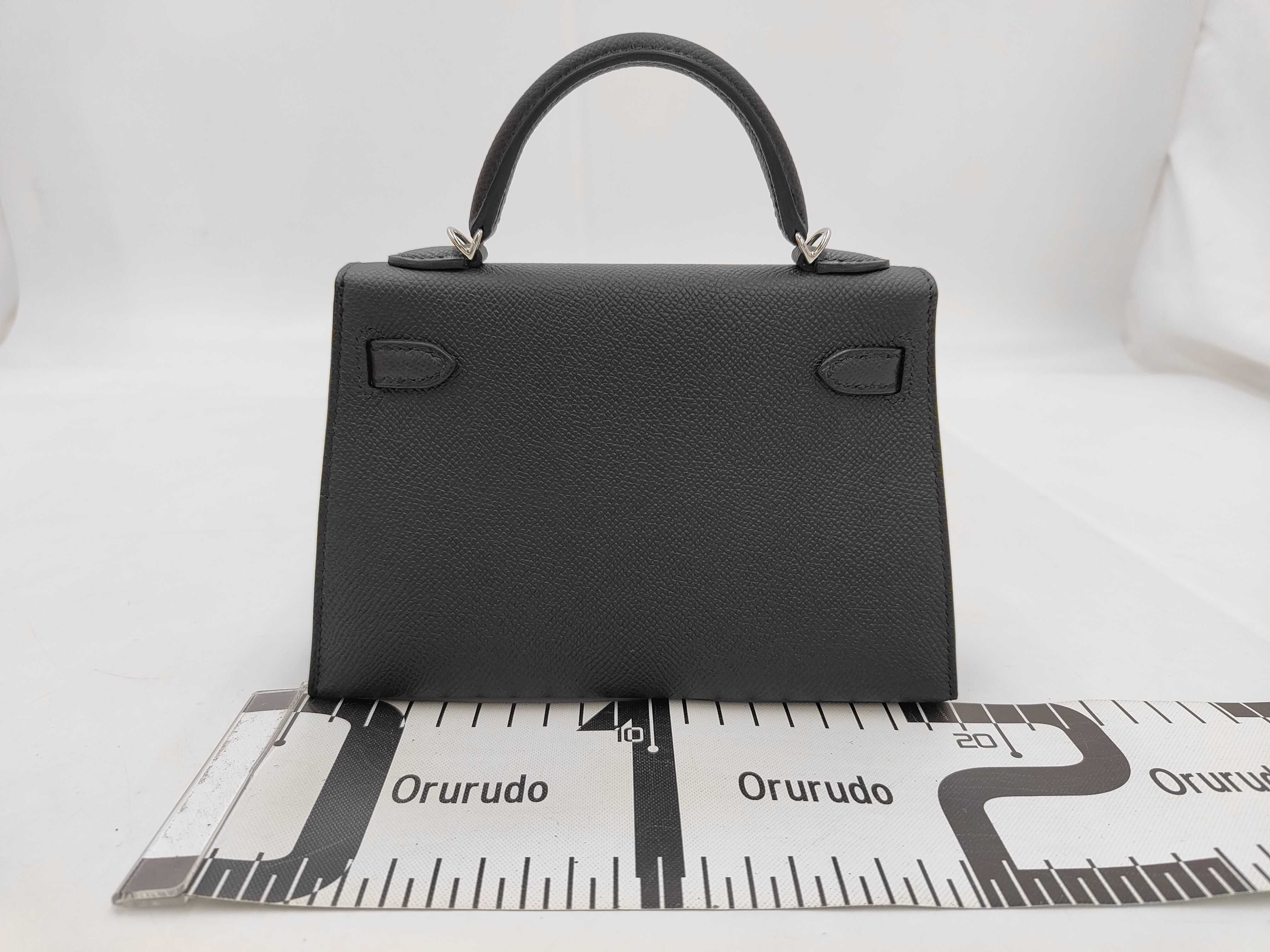 Mini Kelly 2 Black Epsom Leather Silver Hardware K Stamp Handbag — view 2