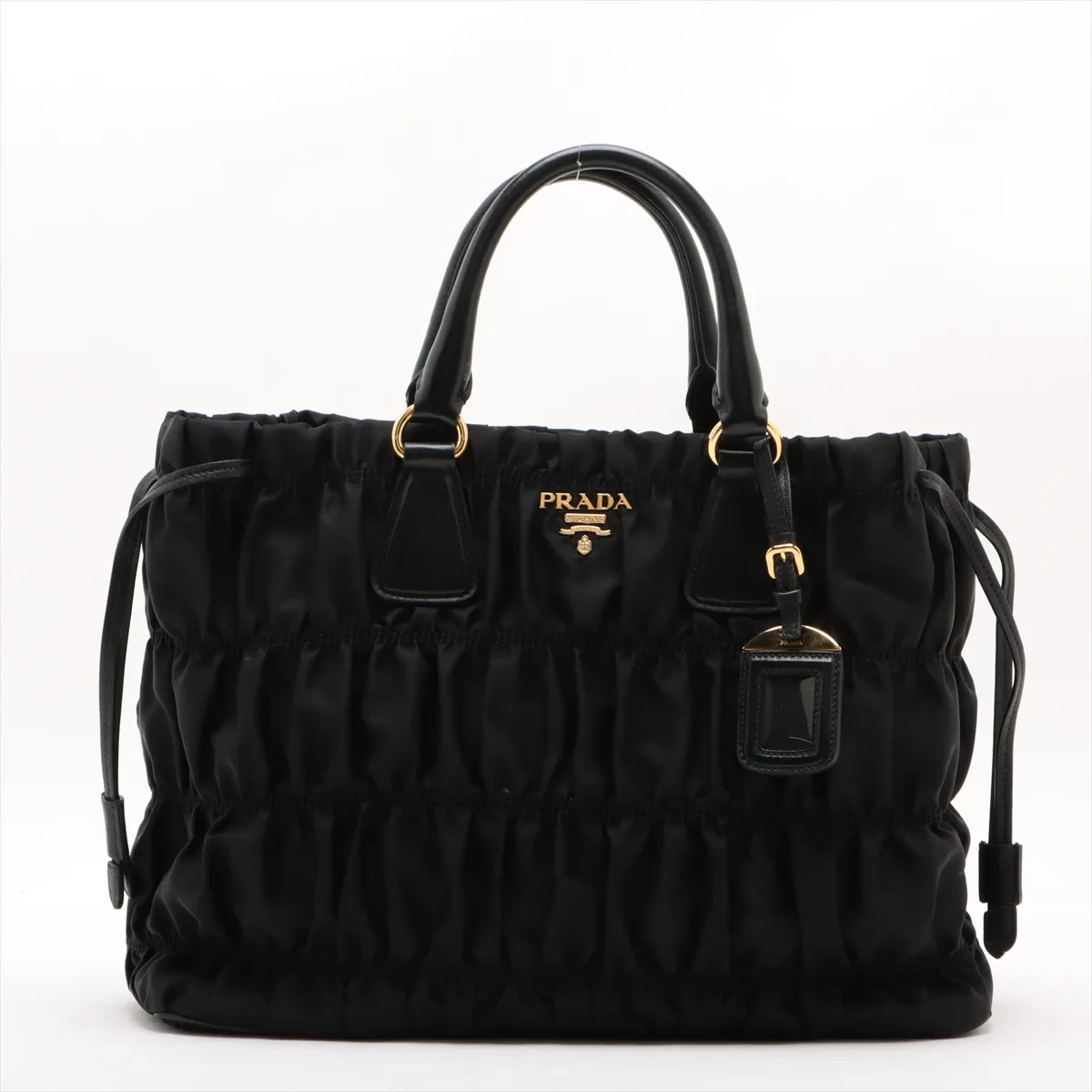 Tessuto Gaufre Nylon x Leather Tote Bag Black B1788M Bearer Guarantee