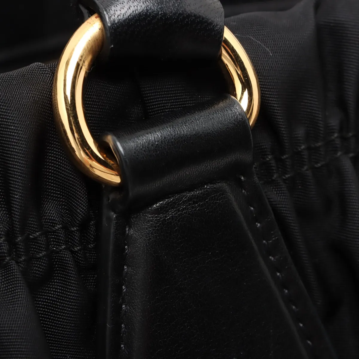 Tessuto Gaufre Nylon x Leather Tote Bag Black B1788M Bearer Guarantee — view 12