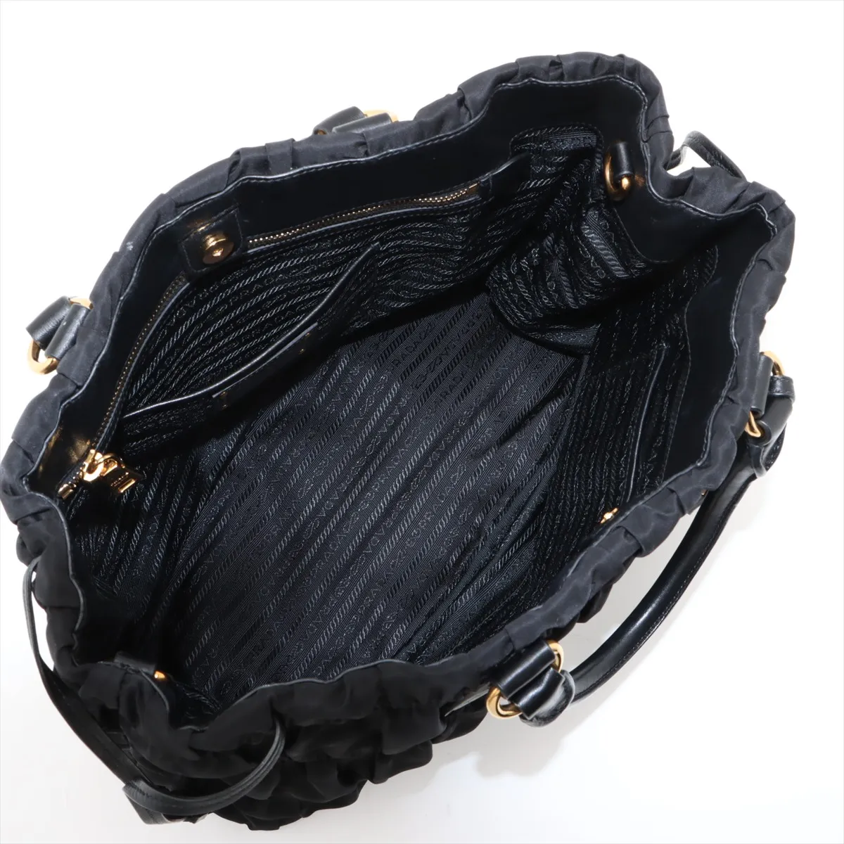 Tessuto Gaufre Nylon x Leather Tote Bag Black B1788M Bearer Guarantee — view 7