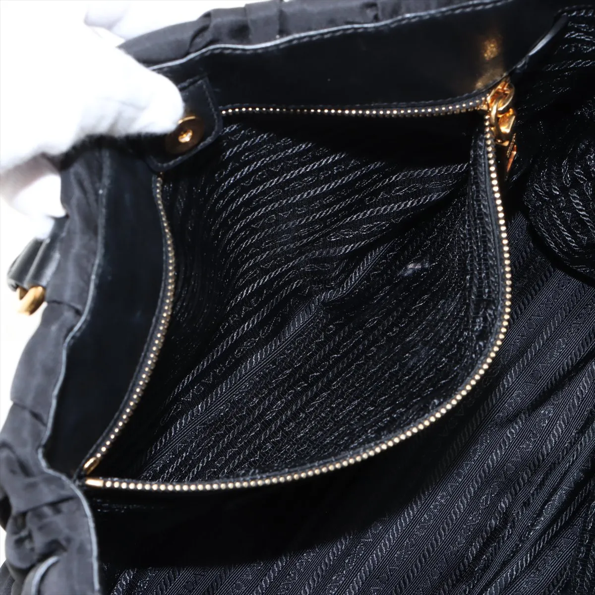 Tessuto Gaufre Nylon x Leather Tote Bag Black B1788M Bearer Guarantee — view 8