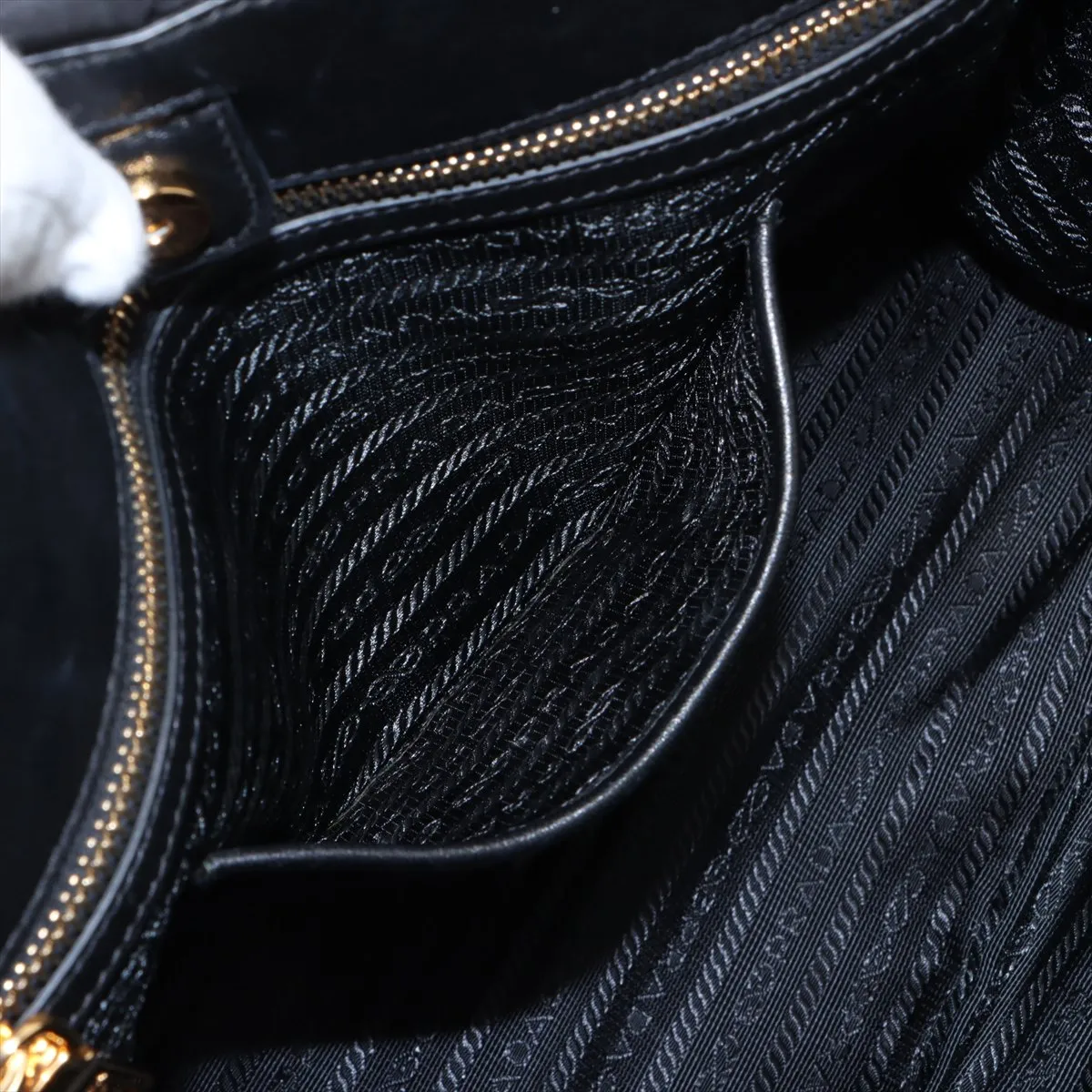Tessuto Gaufre Nylon x Leather Tote Bag Black B1788M Bearer Guarantee — view 9