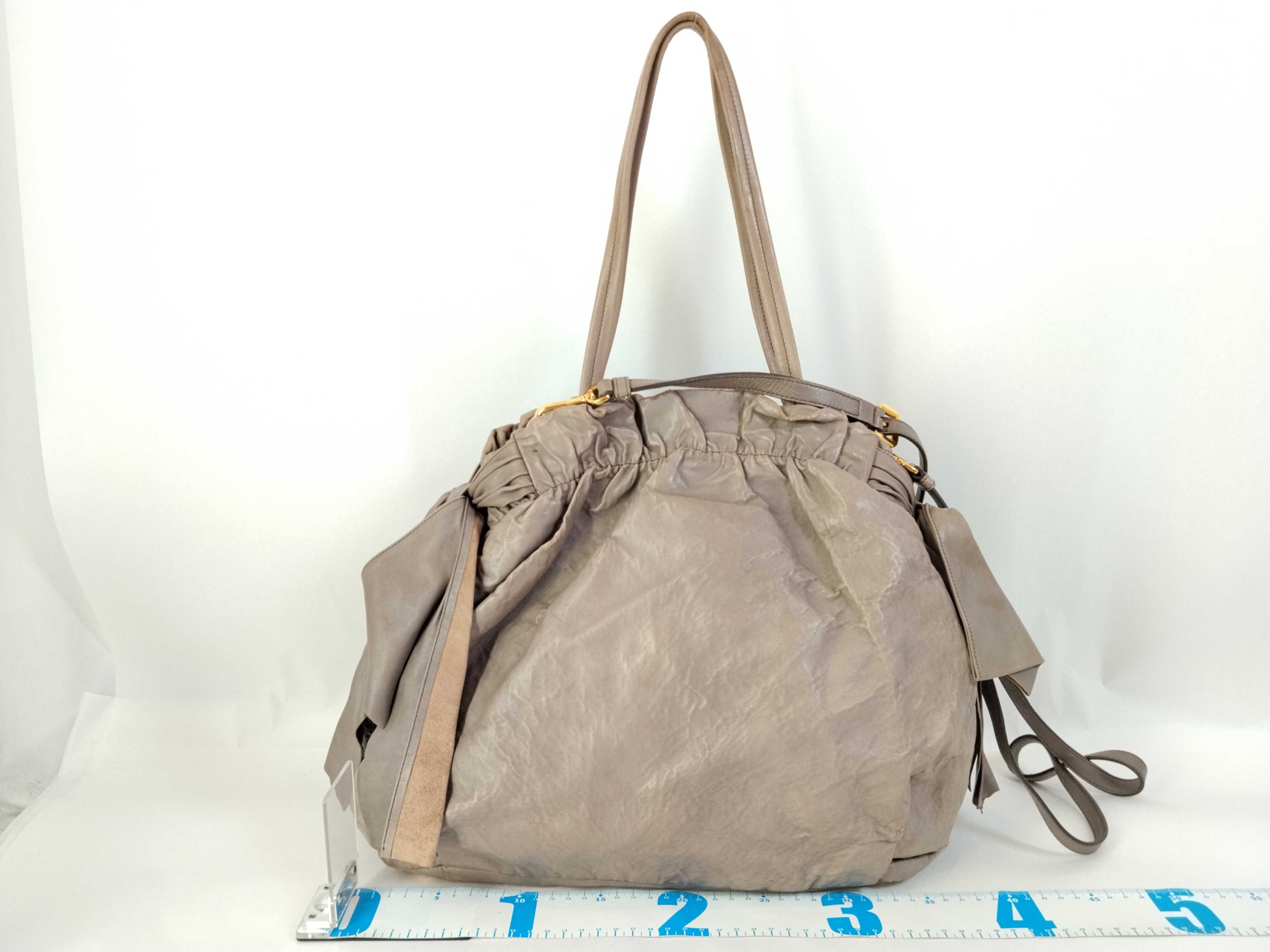 Side Ribbon Nappa Wrinkle Shoulder Bag (Handbag) — view 2