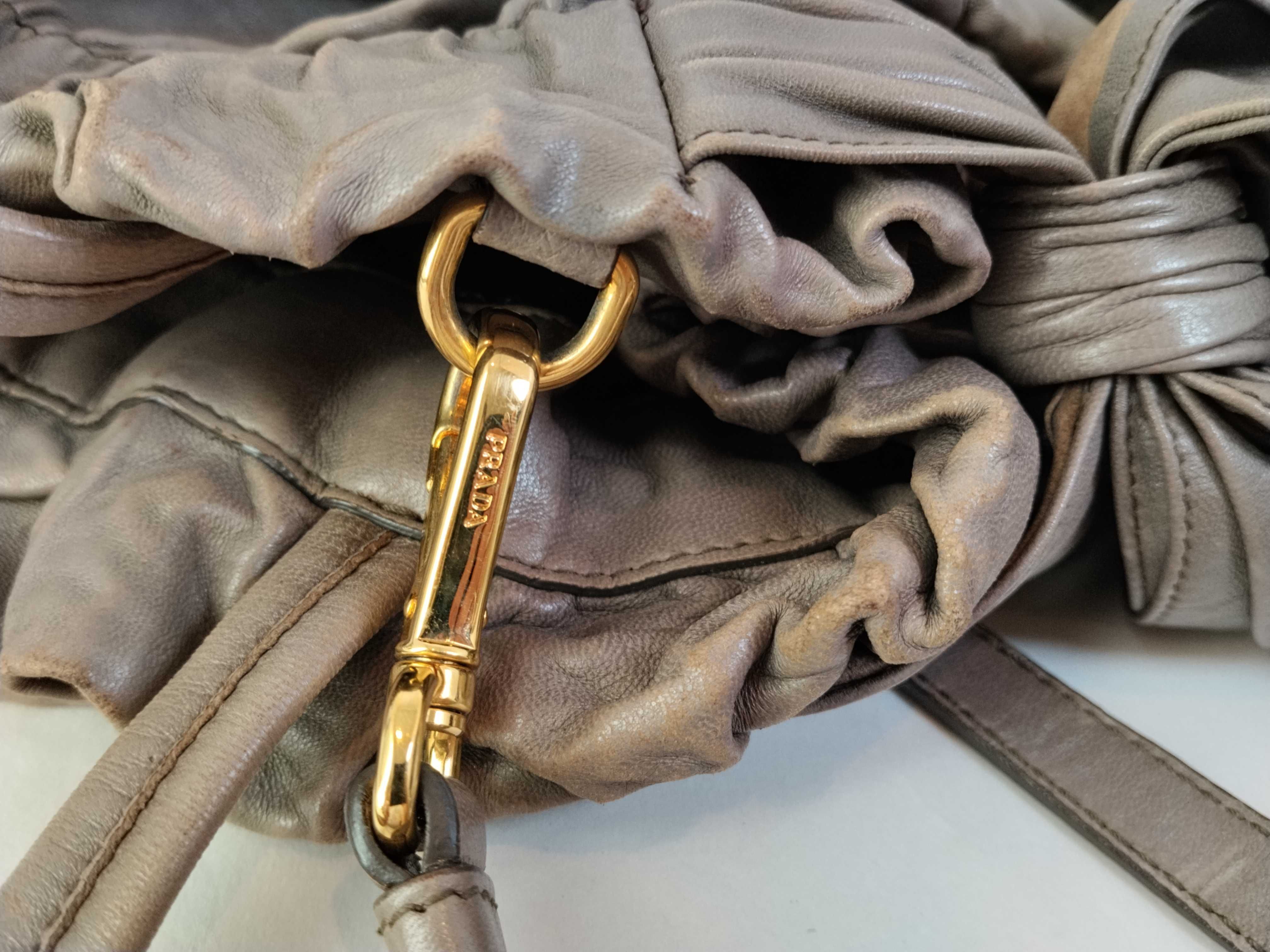 Side Ribbon Nappa Wrinkle Shoulder Bag (Handbag) — view 14